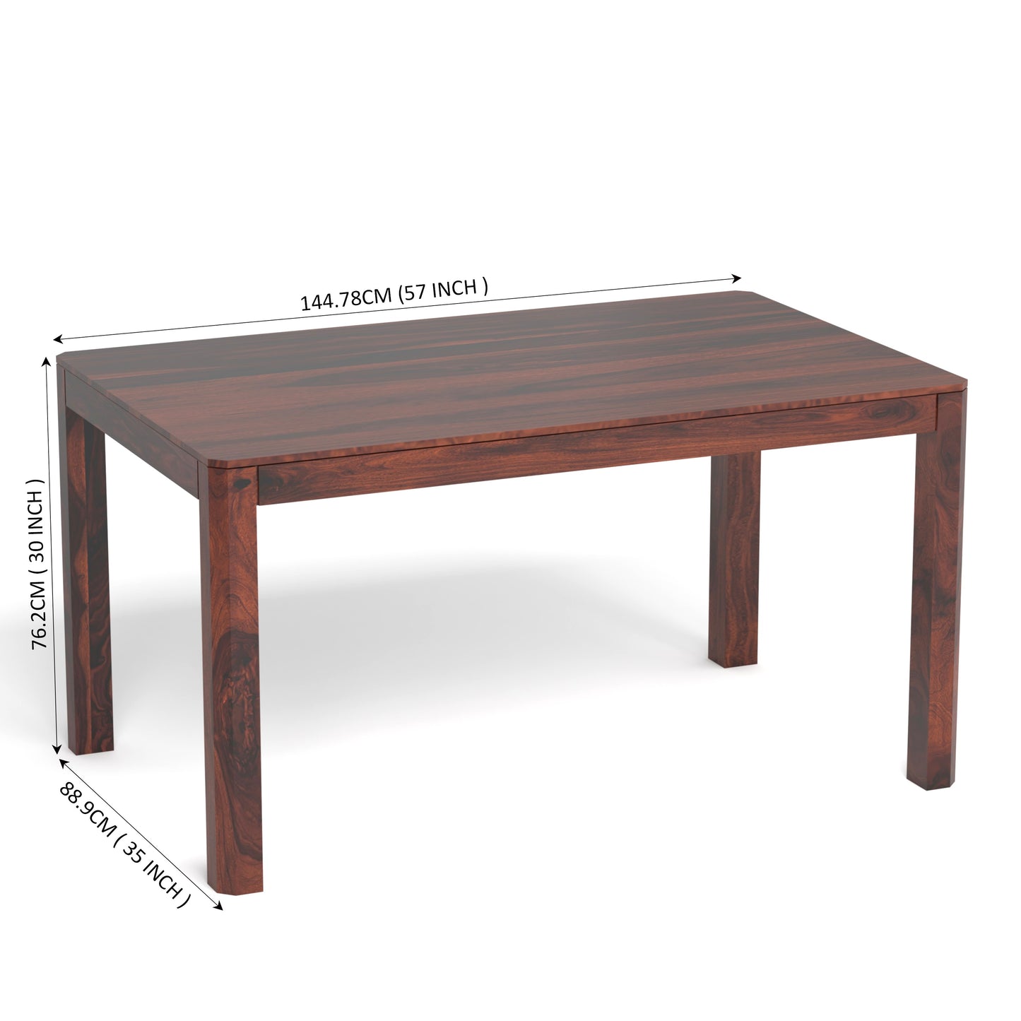 Ruby Sheesham Wood Six Seater Dining Table in Rosewood Finish