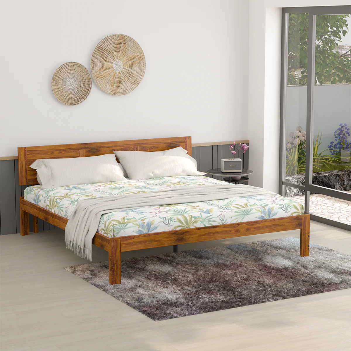 Seville Sheesham Wood King Size Bed in Honey Finish