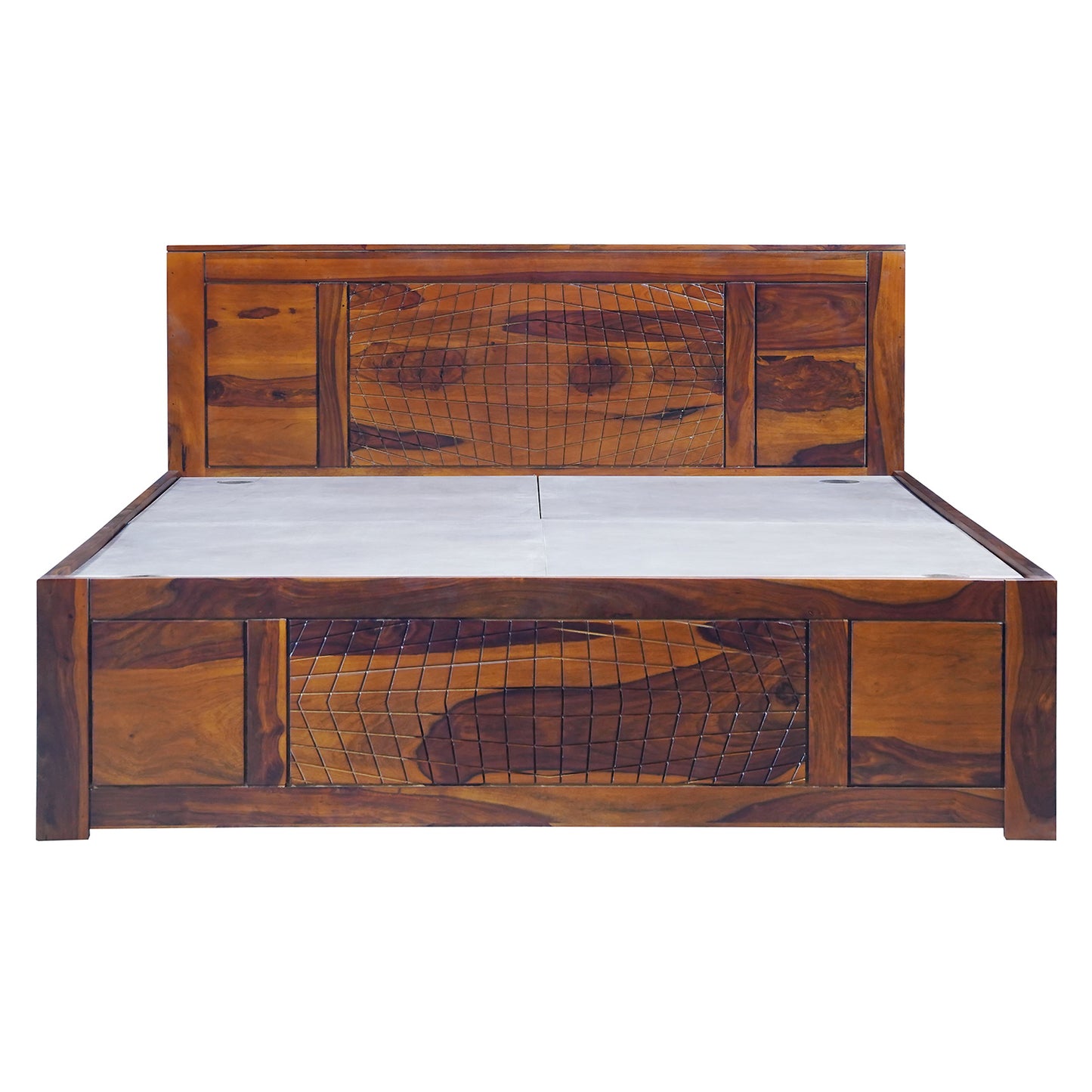 Sirius Sheesham Wood Queen Size Bed in Honey Finish