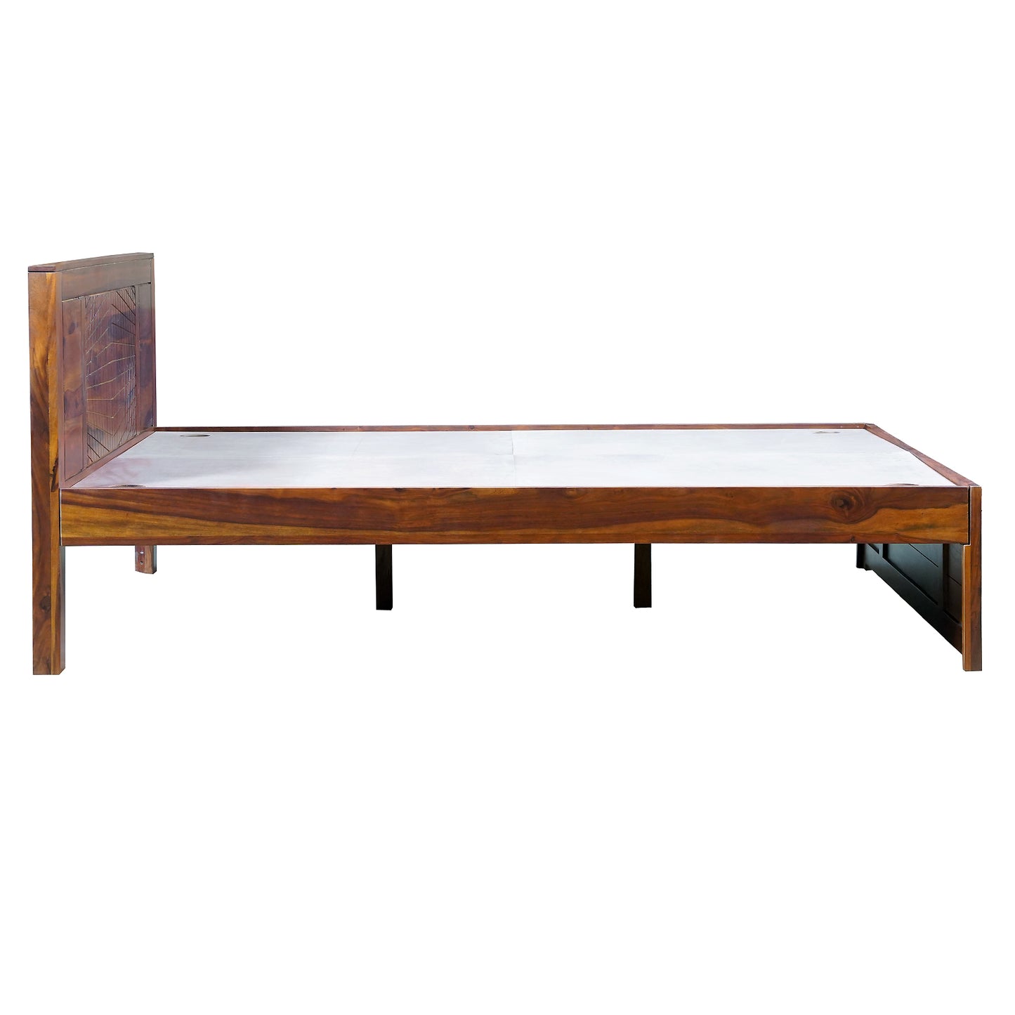 Sirius Sheesham Wood Queen Size Bed in Honey Finish