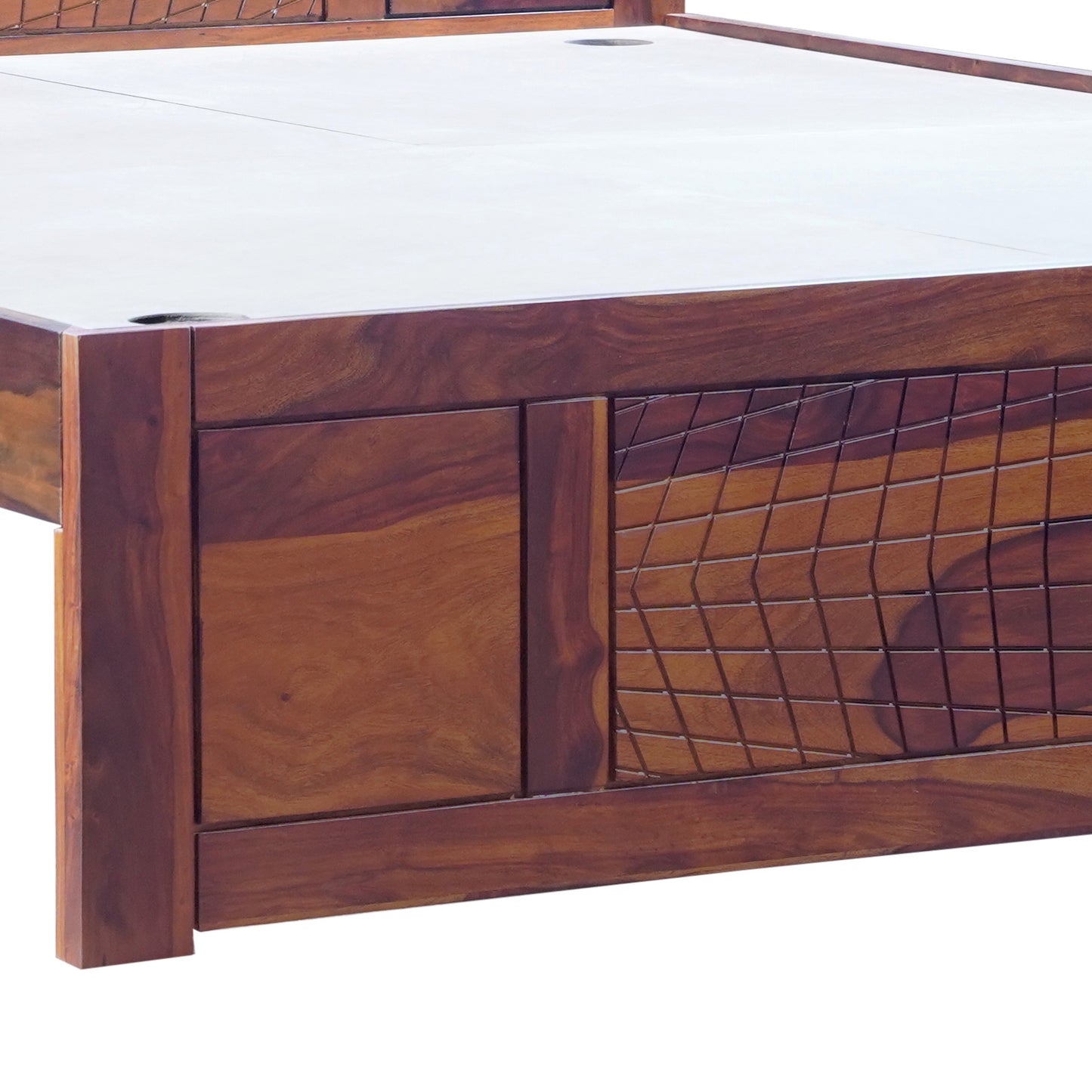 Sirius Sheesham Wood Queen Size Bed in Honey Finish