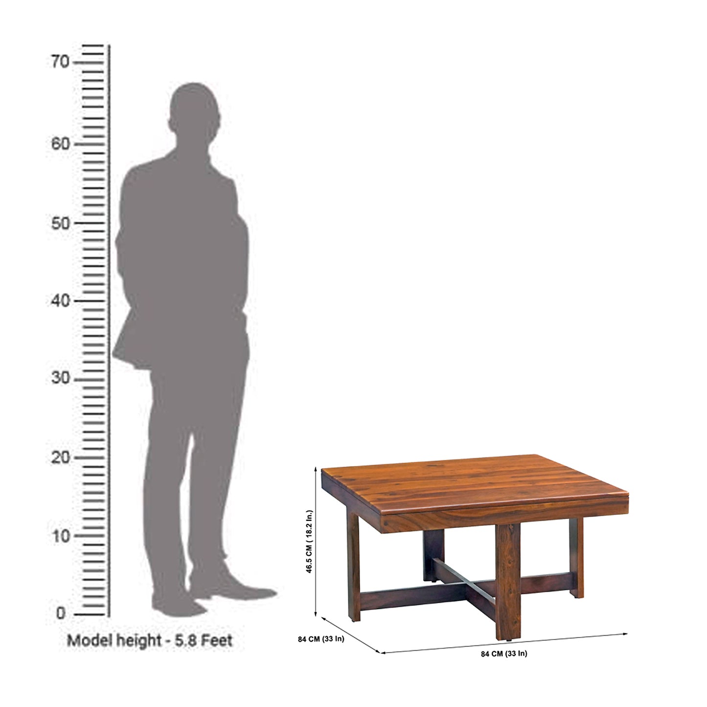 Smith Sheesham Wood Coffee Table Set Honey Finish