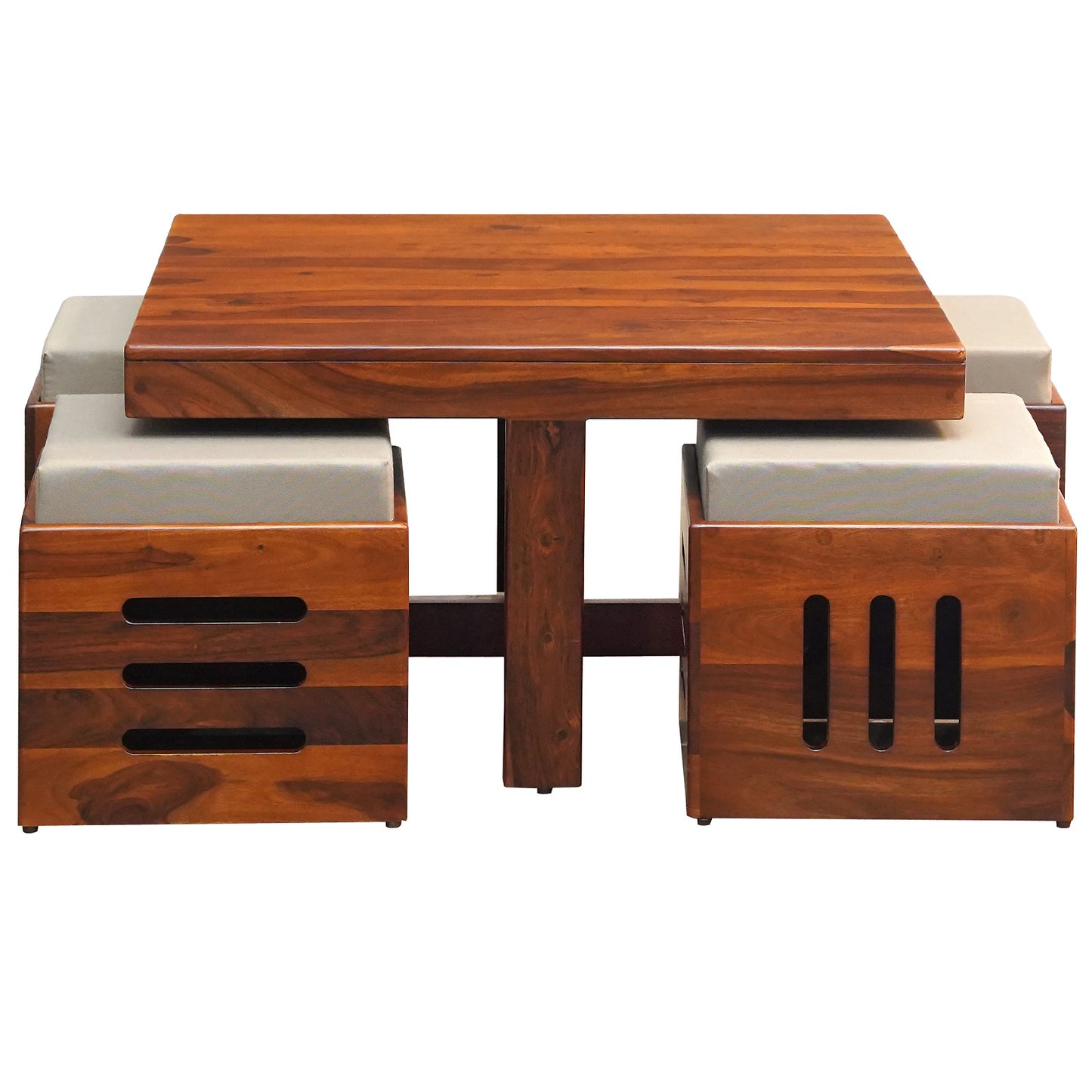 Smith Sheesham Wood Coffee Table Set Honey Finish