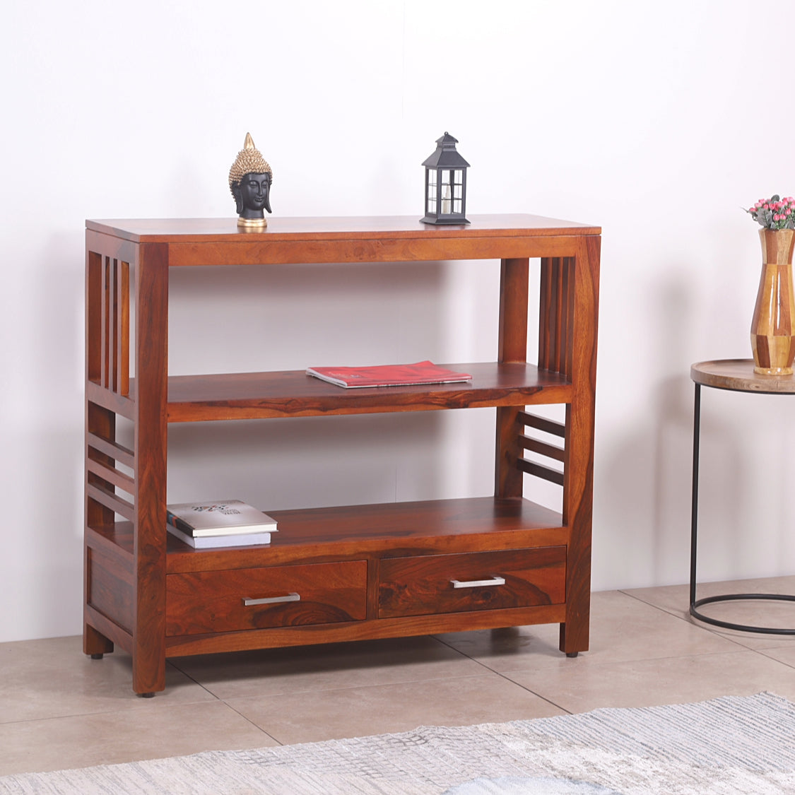 Stockholm Sheesham Wood Console Table in Honey Finish