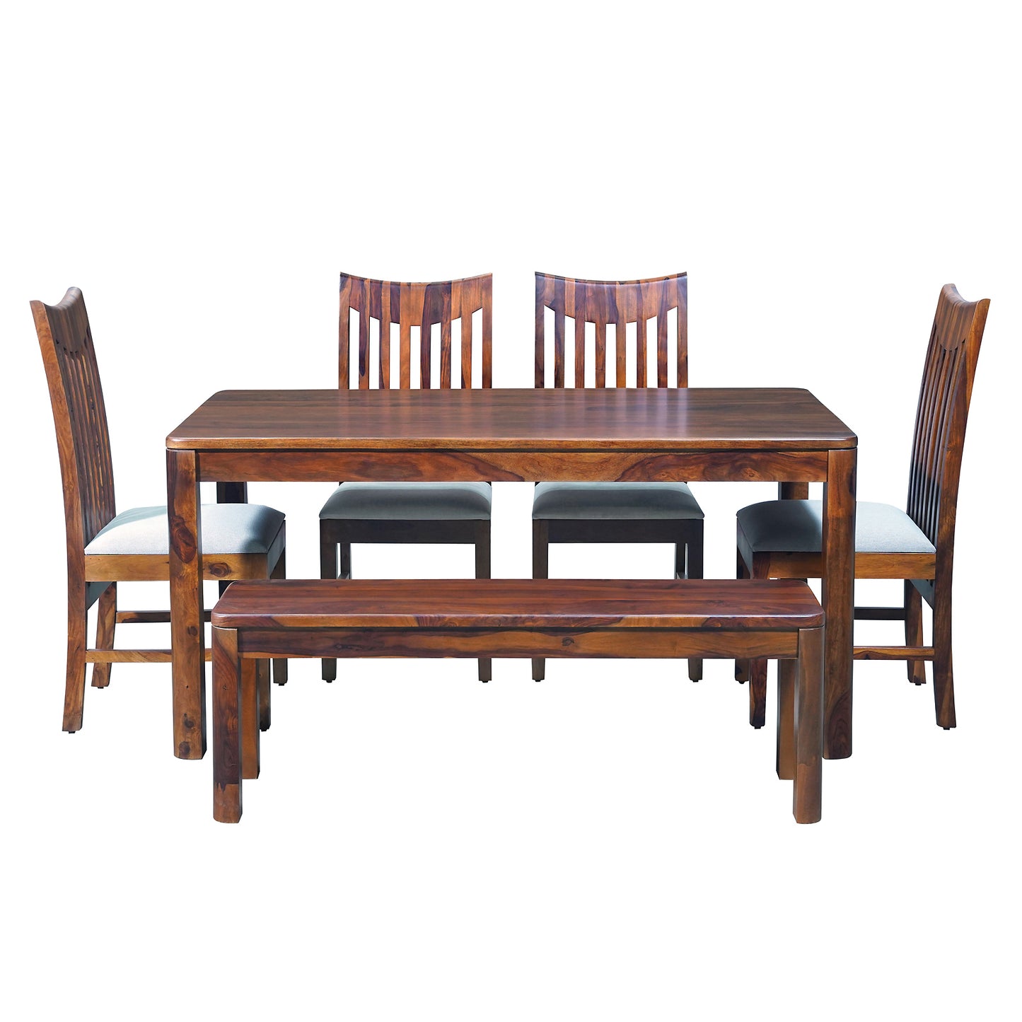 Toronto Sheesham Wood 6 Seater Dining Set with Bench in Honey Finish