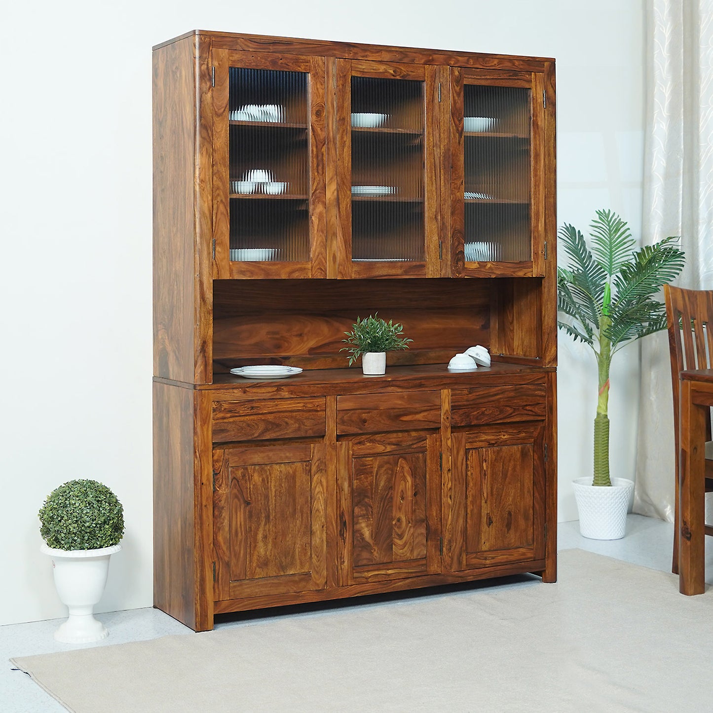 Toronto Sheesham Wood Crockery Unit in Honey Finish