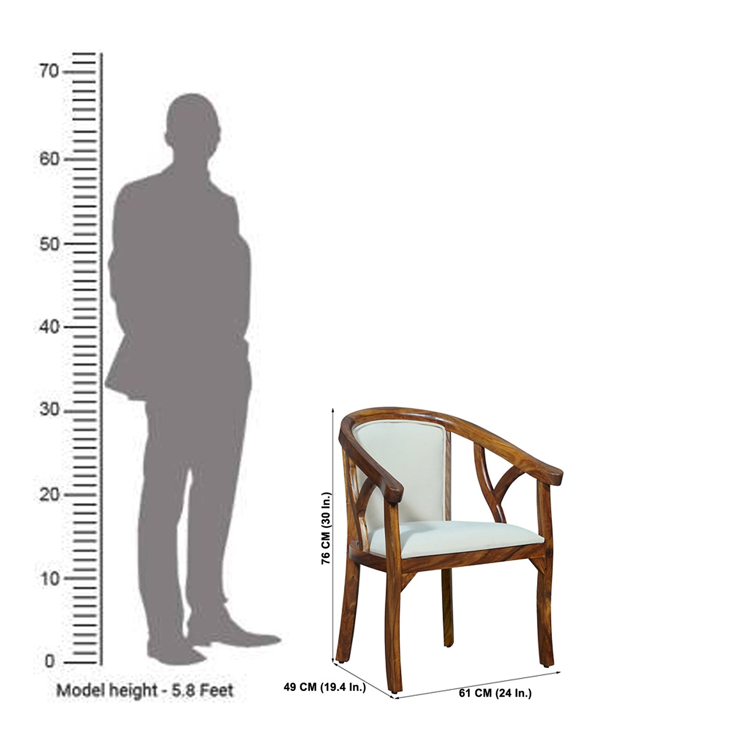 Trident Sheesham Wood Arm Chair in Honey Finish