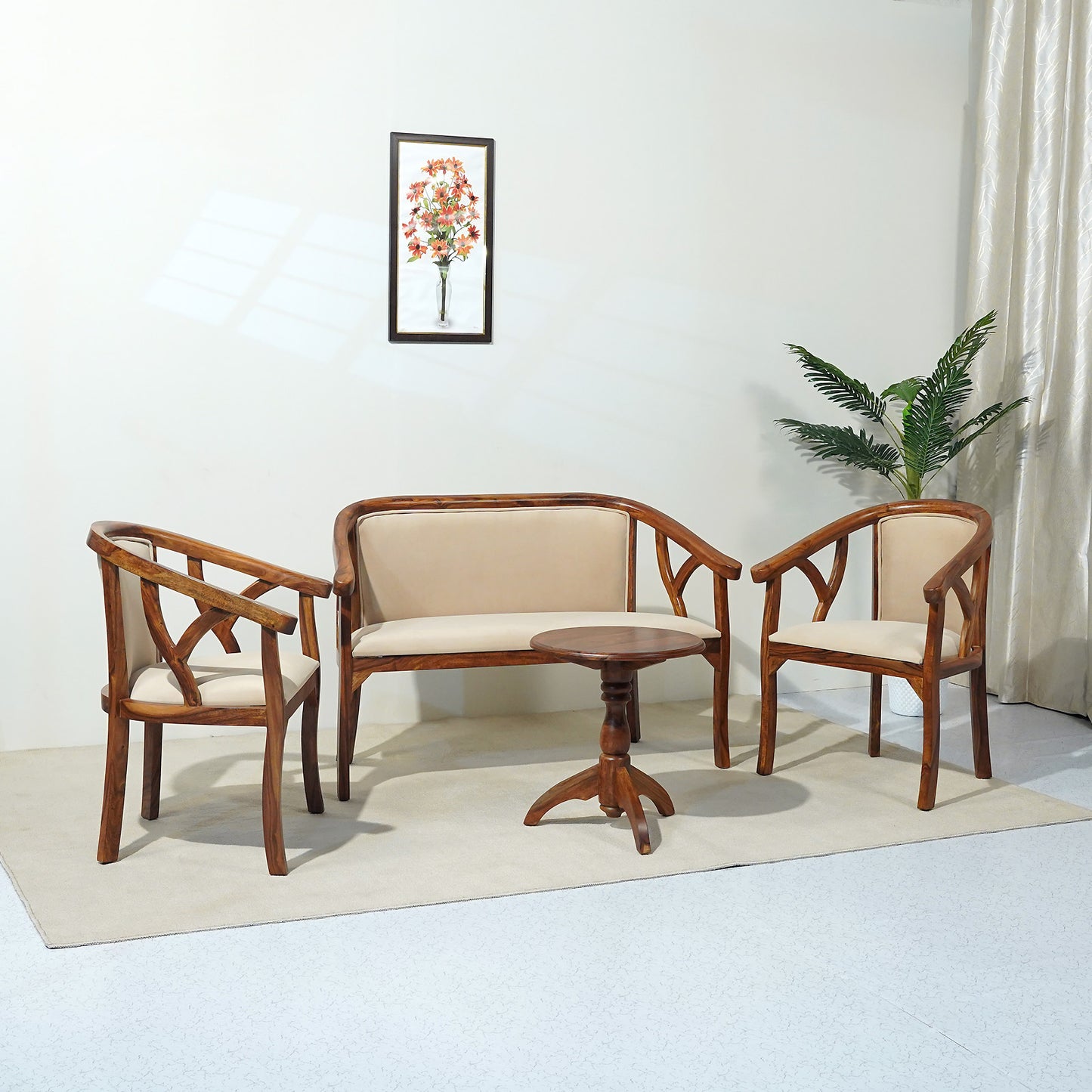 Trident Sheesham Wood Lobby Set in Honey Finish