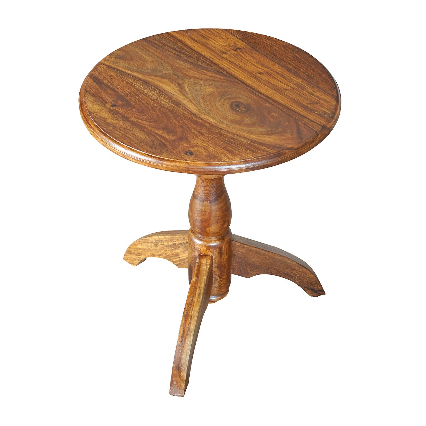 Trident Sheesham Wood Round Stool in Honey Finish