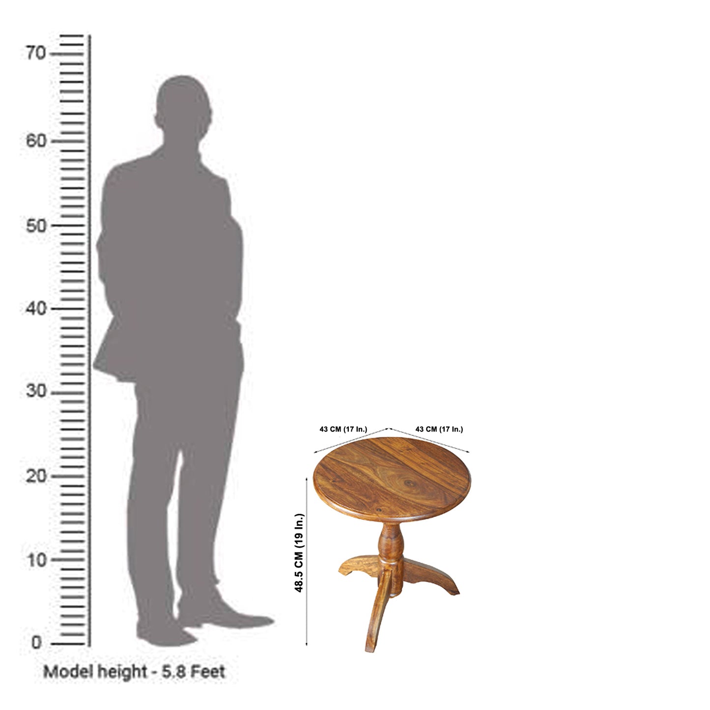 Trident Sheesham Wood Round Stool in Honey Finish