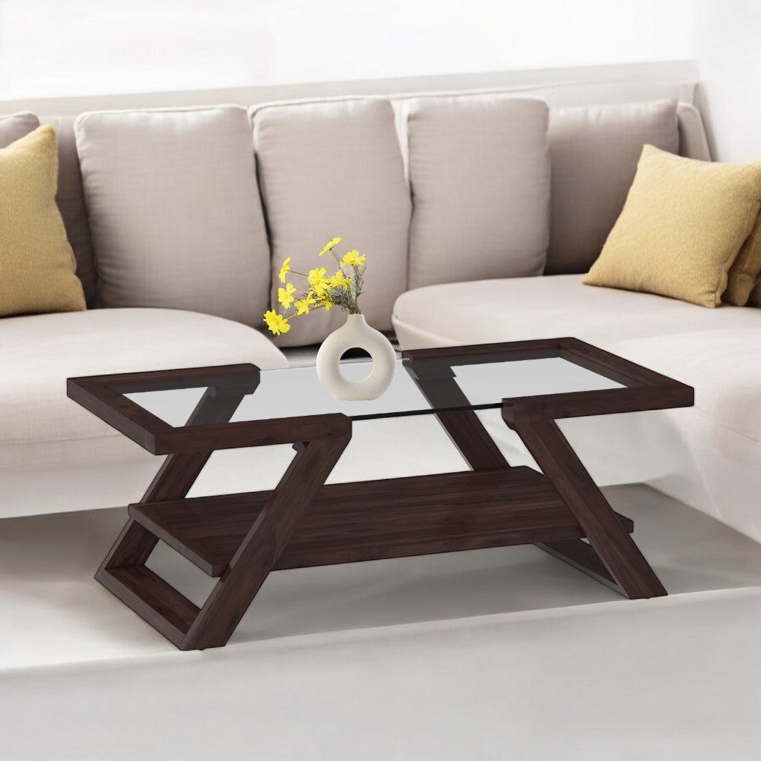 Valentina Sheesham Wood Coffee Table in Walnut Finish