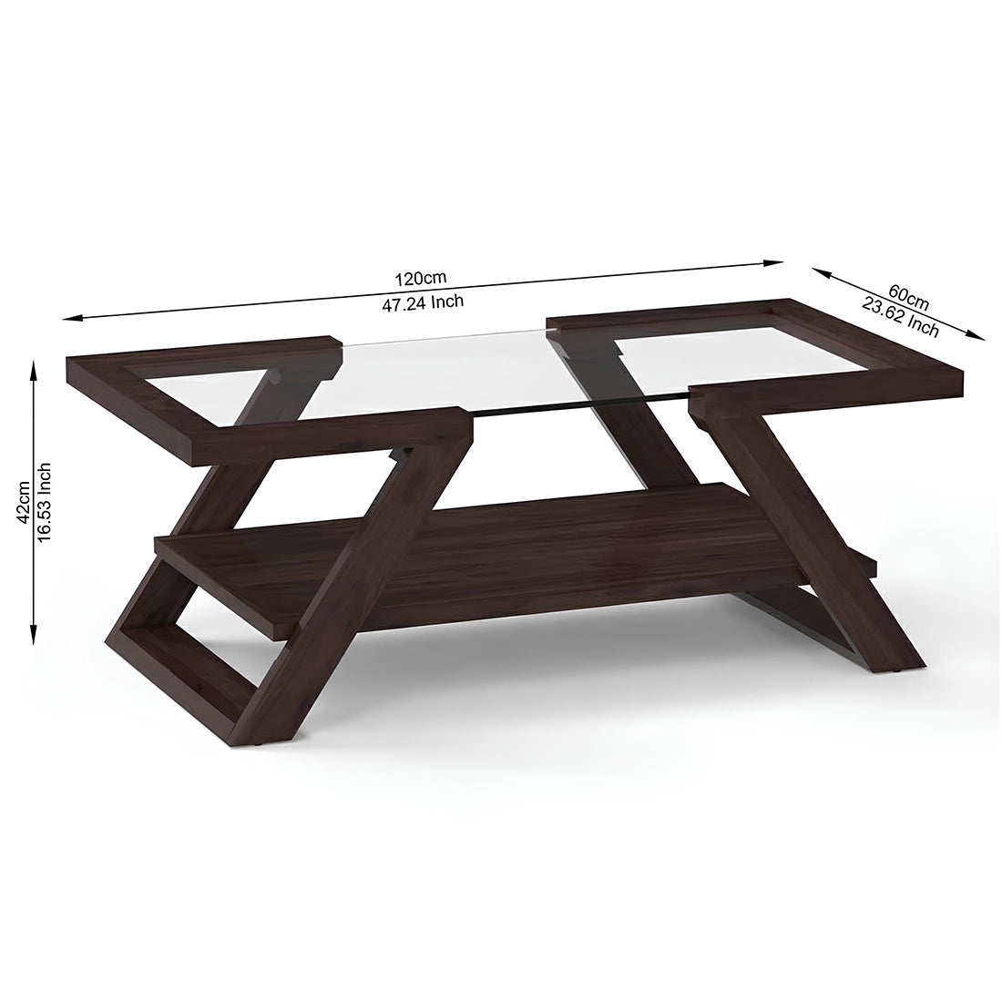 Valentina Sheesham Wood Coffee Table in Walnut Finish