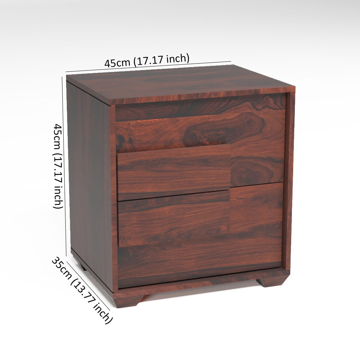 Valmar Sheesham Wood Bedside Table in Rosewood Finish