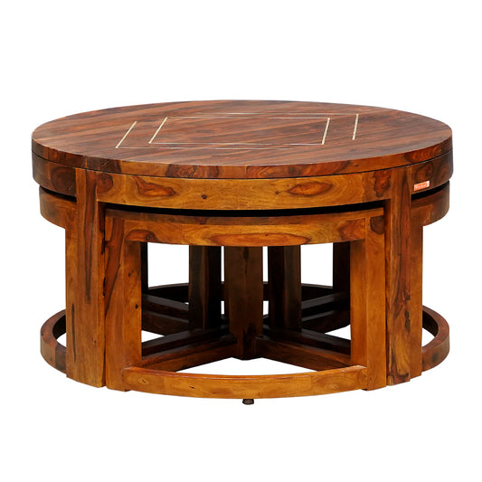 BRISTOL ROUND COFFEE TABLE WITH 4 STOOLS