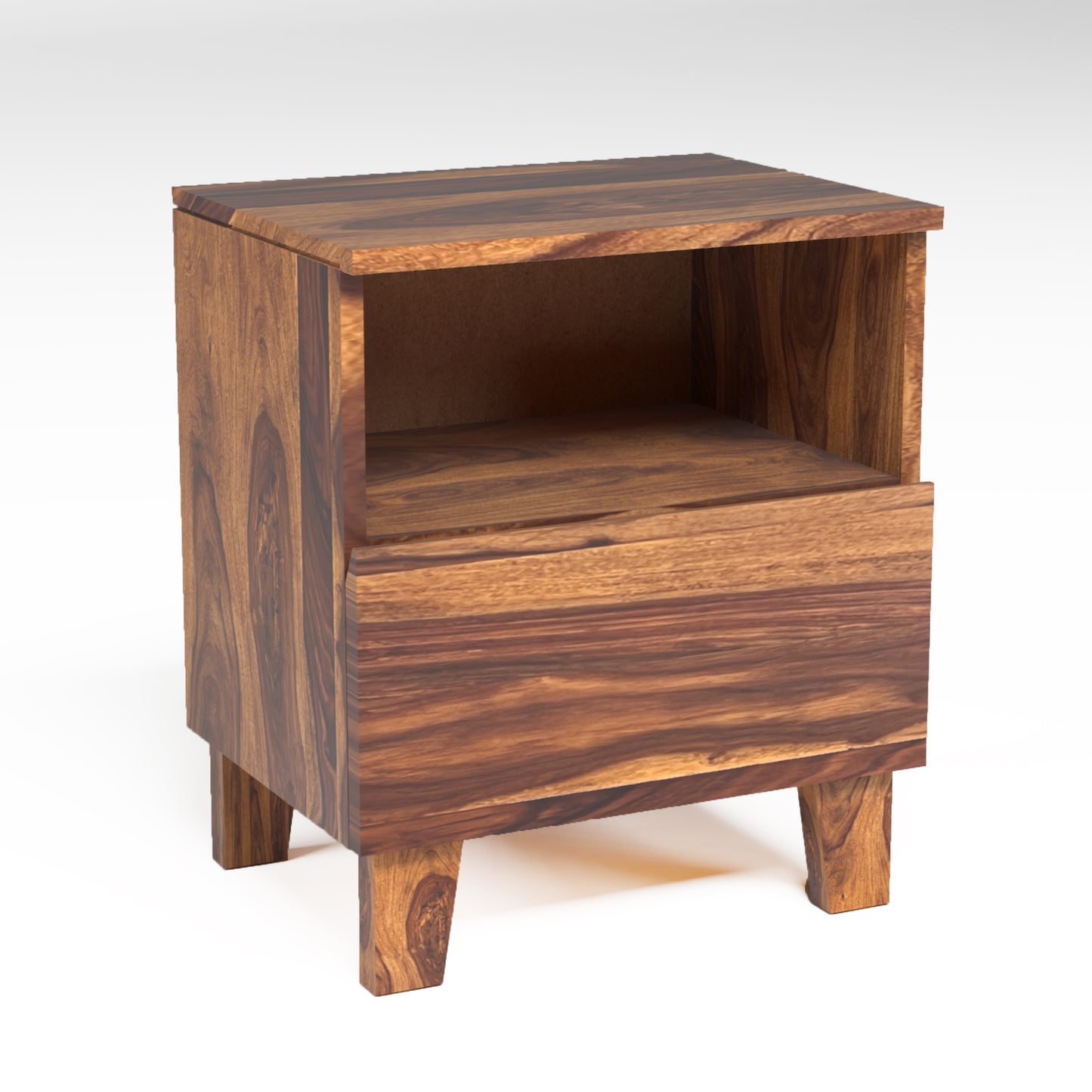 Yuco Sheesham Wood Bedside Table in Honey Finish