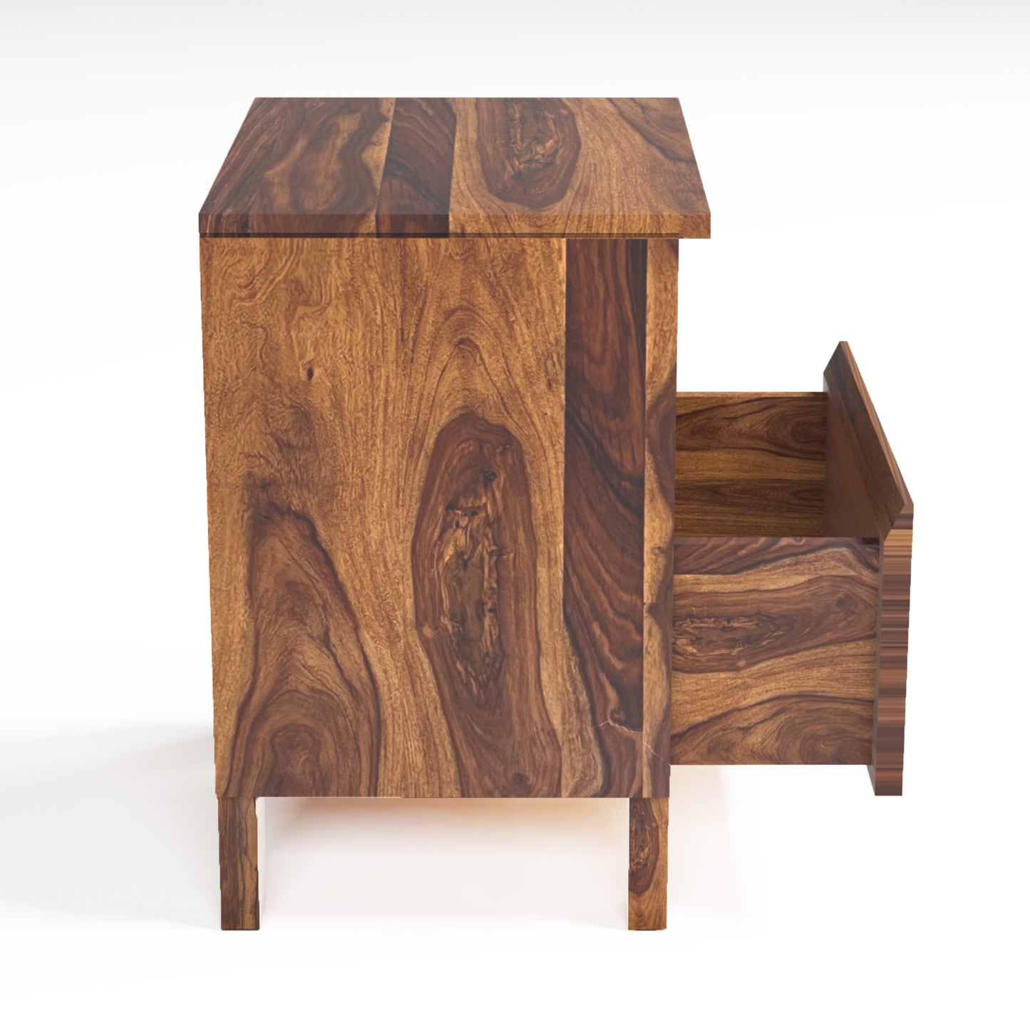 Yuco Sheesham Wood Bedside Table in Honey Finish