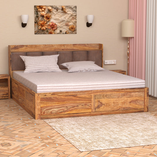 Zara Sheesham Wood King Size Bed with Storage
