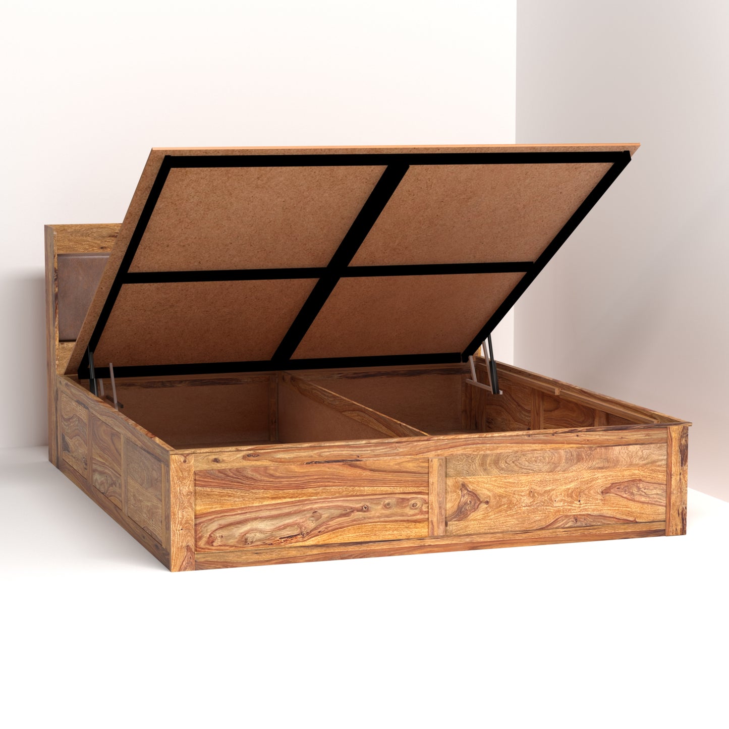 Zara Sheesham Wood King Size Bed with Storage