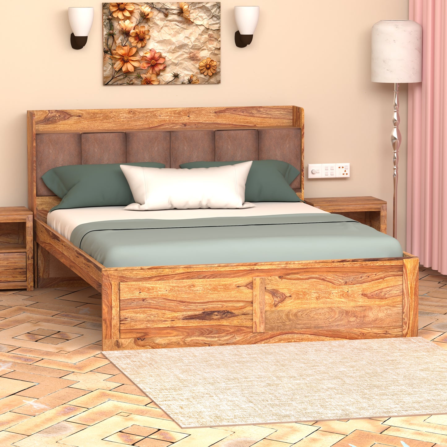 Zara Sheesham Wood Queen Size Bed