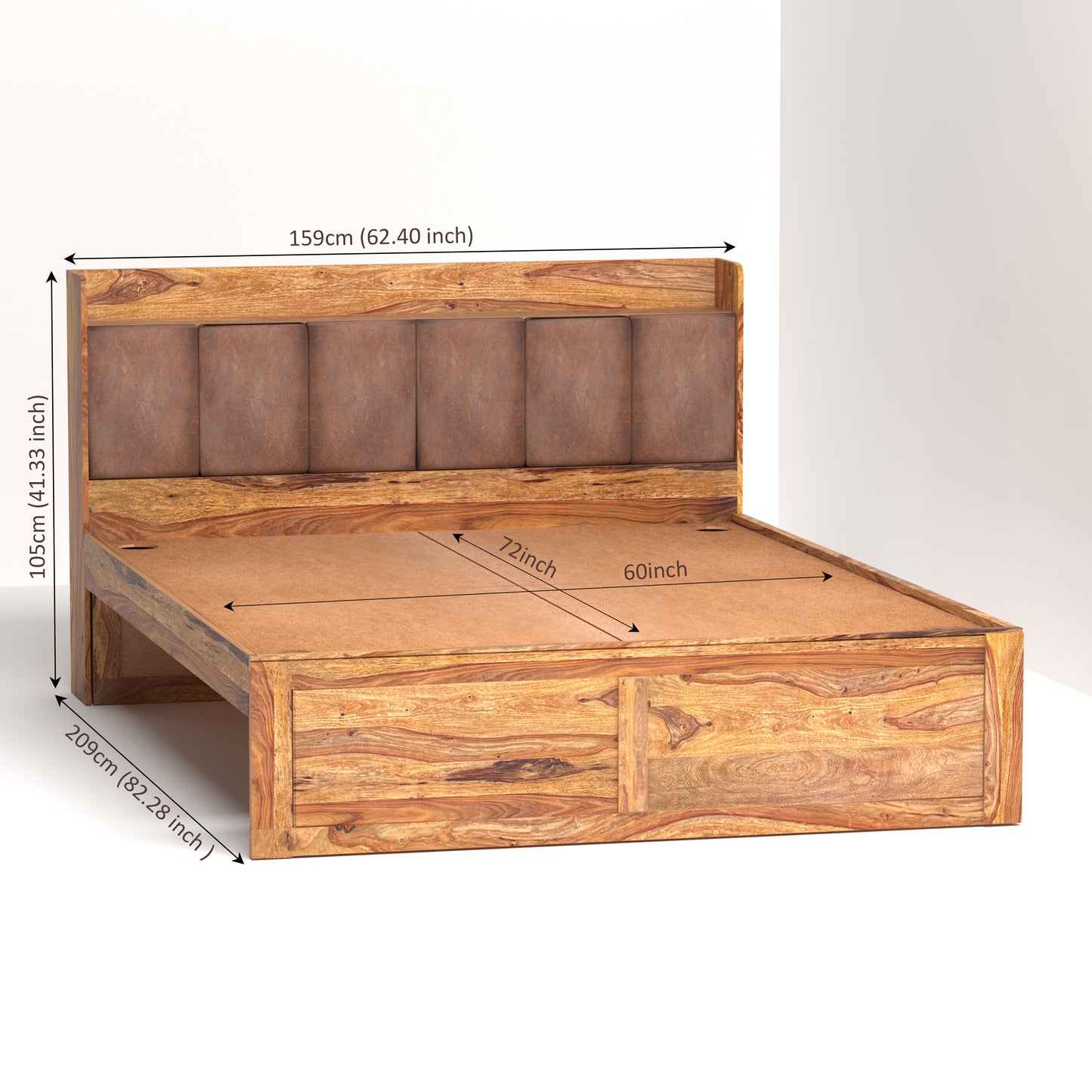 Zara Sheesham Wood Queen Size Bed