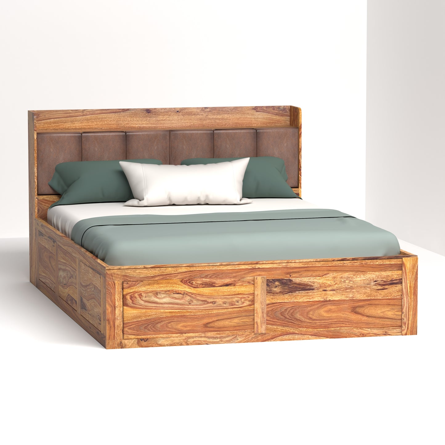 Zara Sheesham Wood Queen Size Bed with Storage