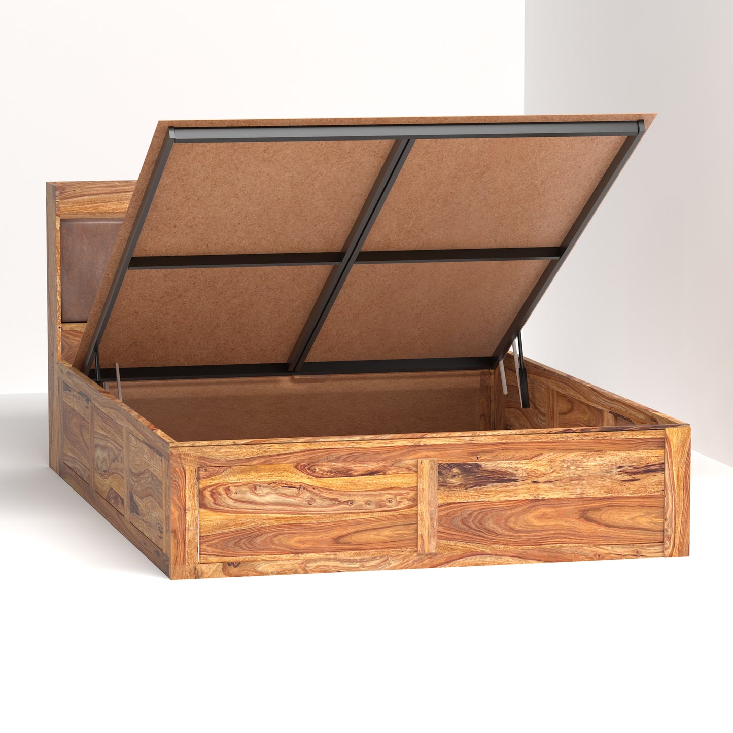 Zara Sheesham Wood Queen Size Bed with Storage