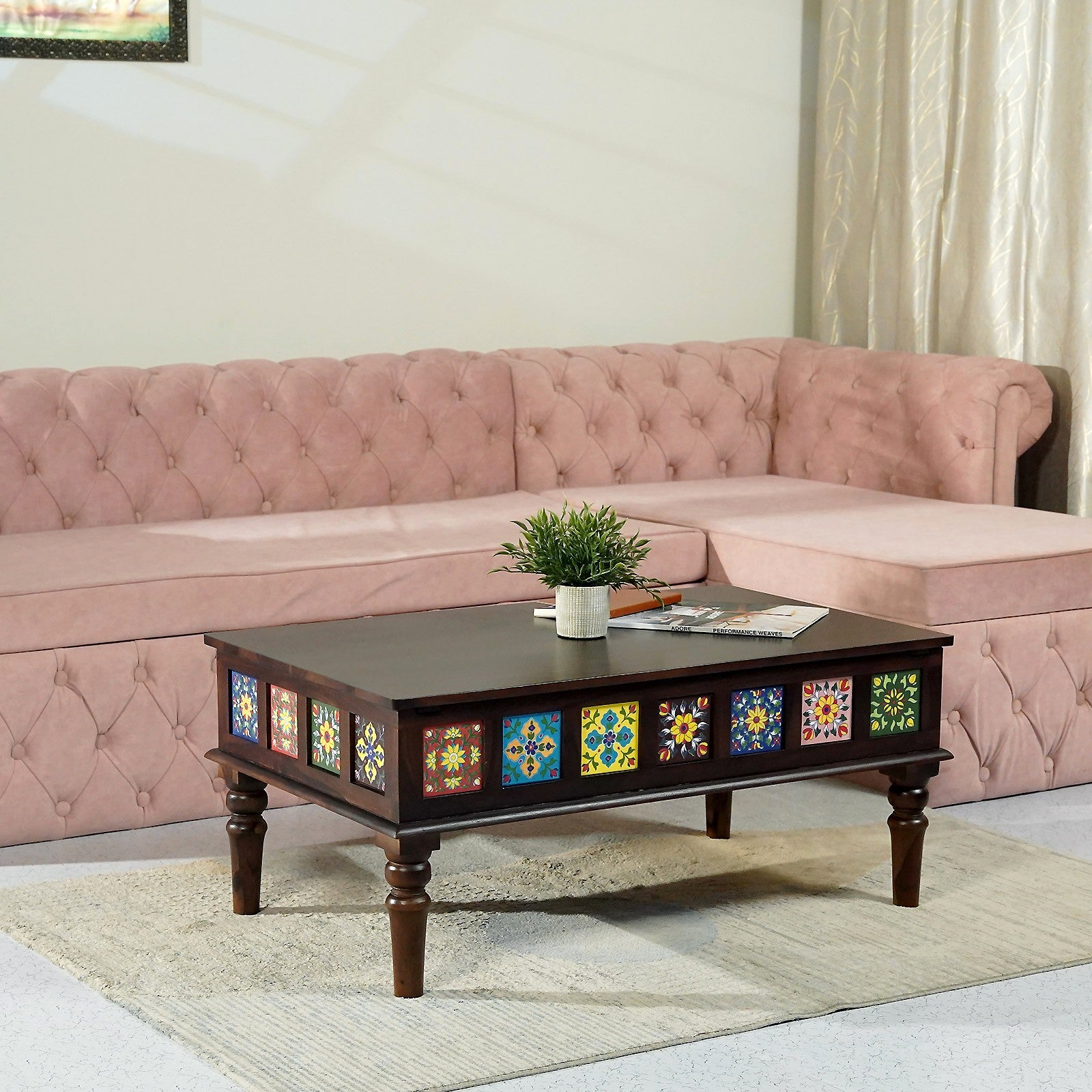 Amber Sheesham Wood Coffee Table in Walnut Finish