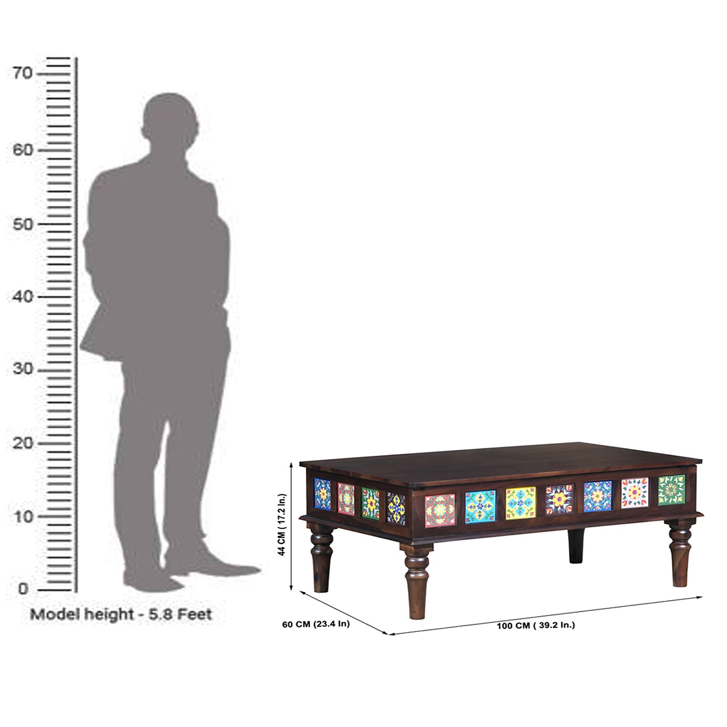 Amber Sheesham Wood Coffee Table in Walnut Finish
