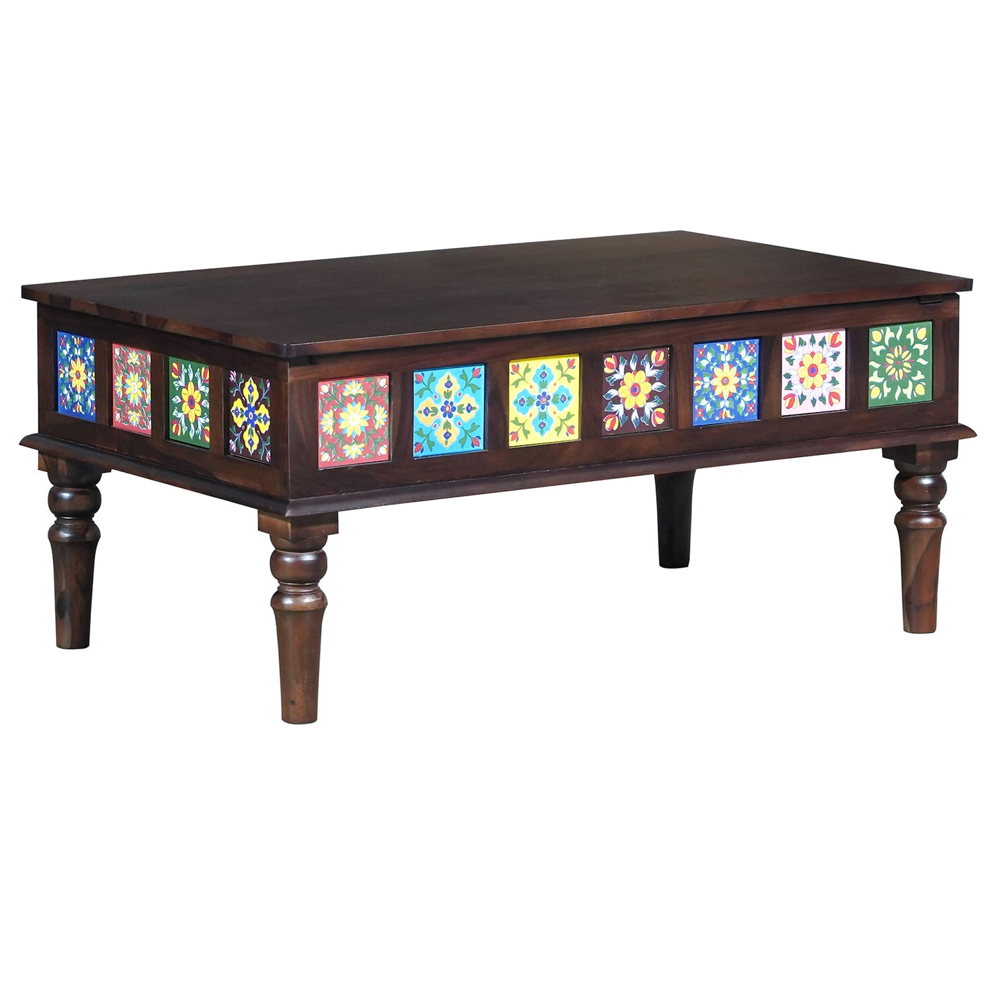 Amber Sheesham Wood Coffee Table in Walnut Finish