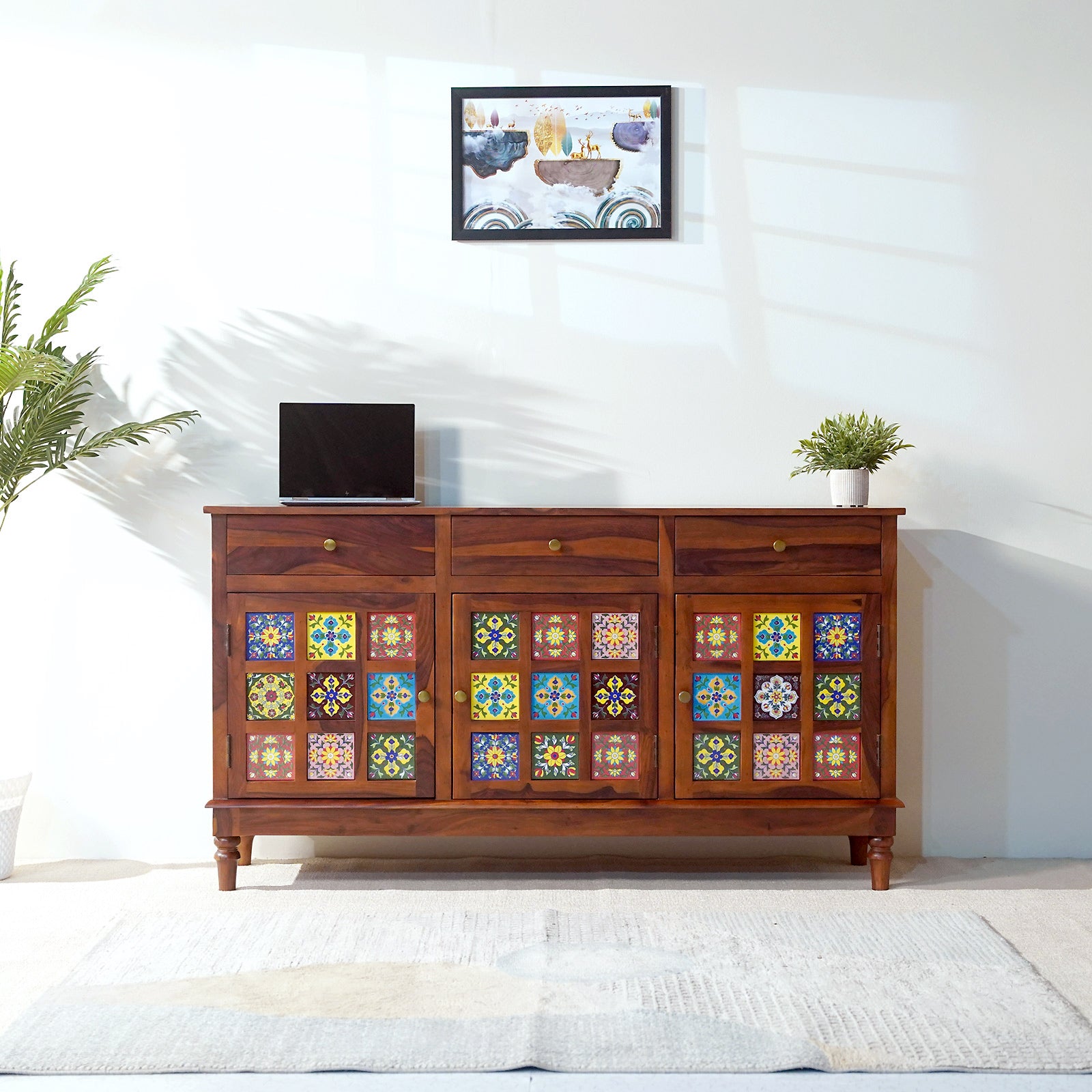 Amber Sheesham Wood Sideboard in Honey Finish