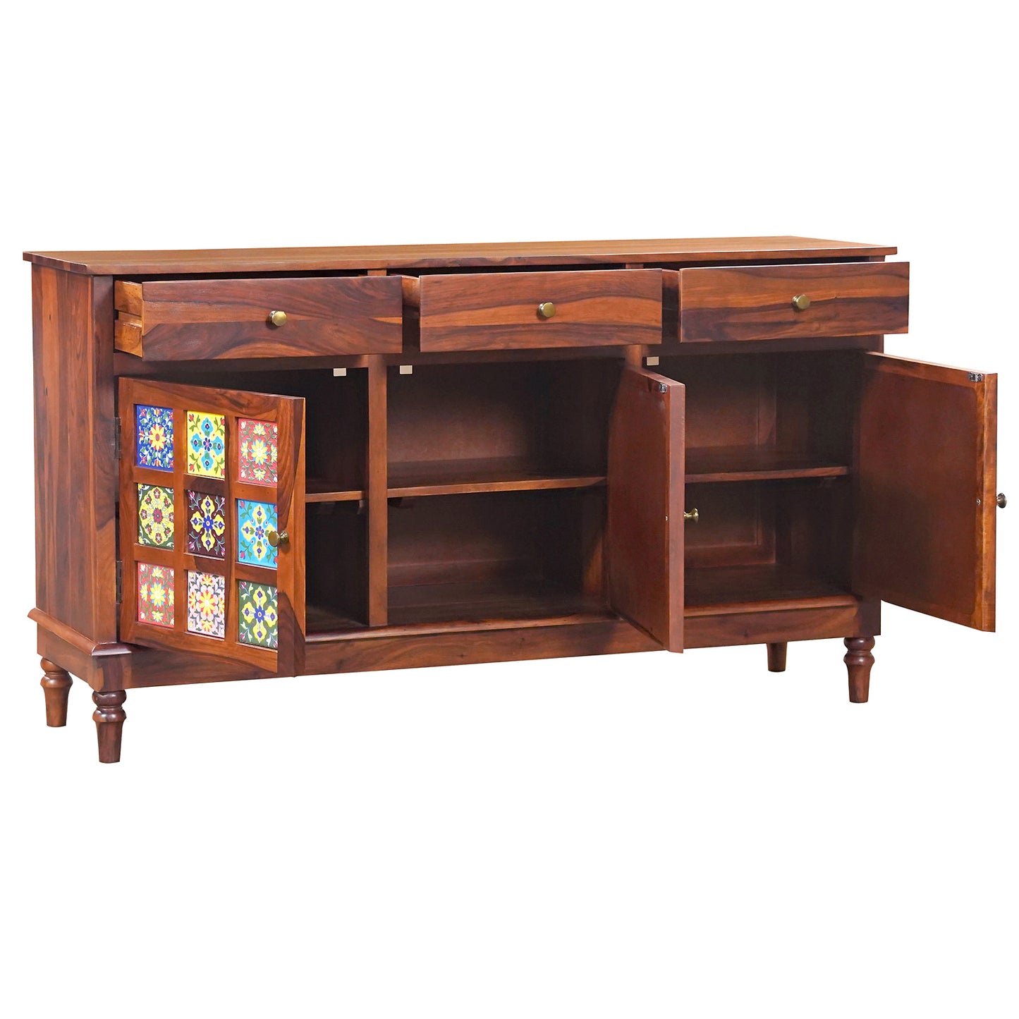 Amber Sheesham Wood Sideboard in Honey Finish