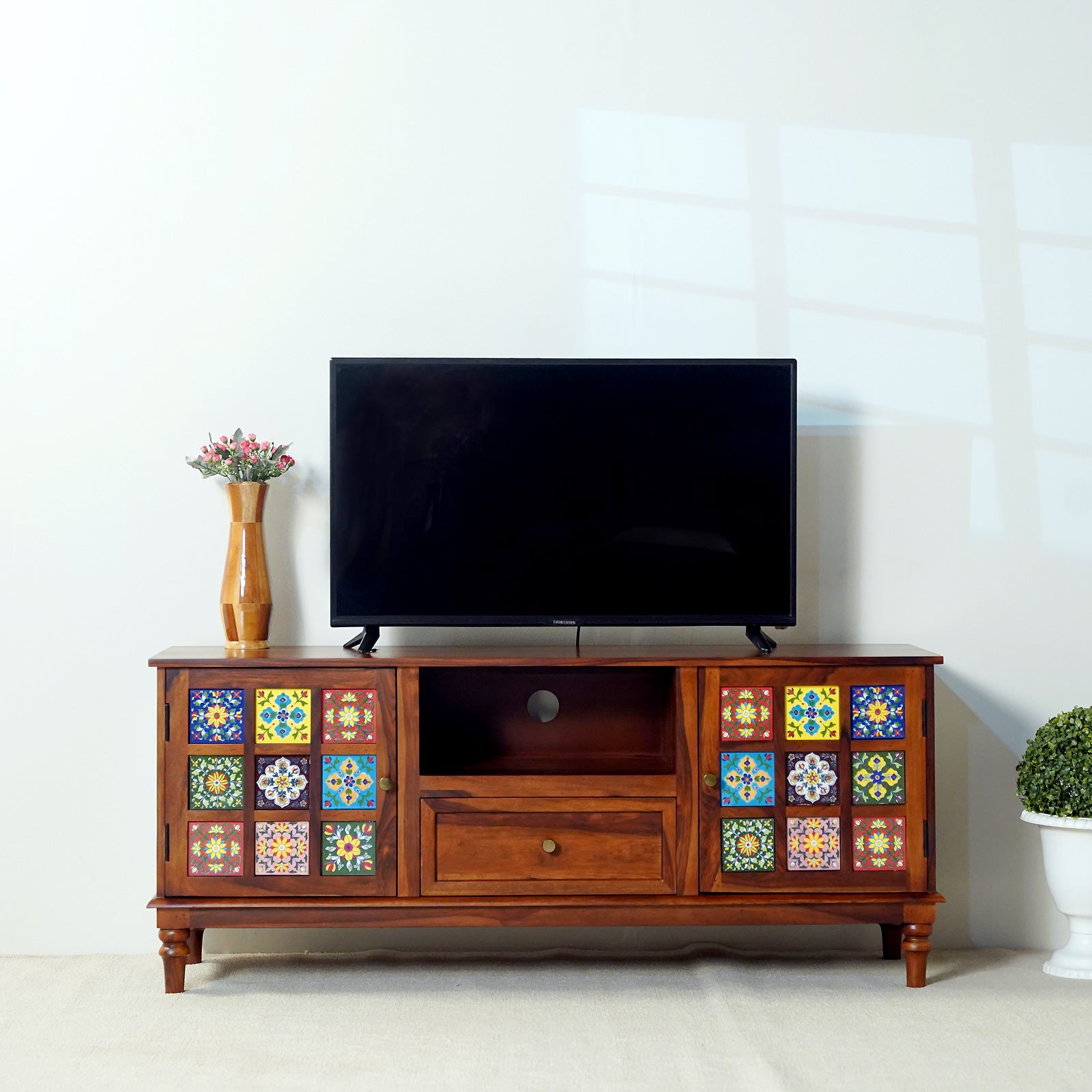 Amber Sheesham Wood TV Stand in Honey Finish
