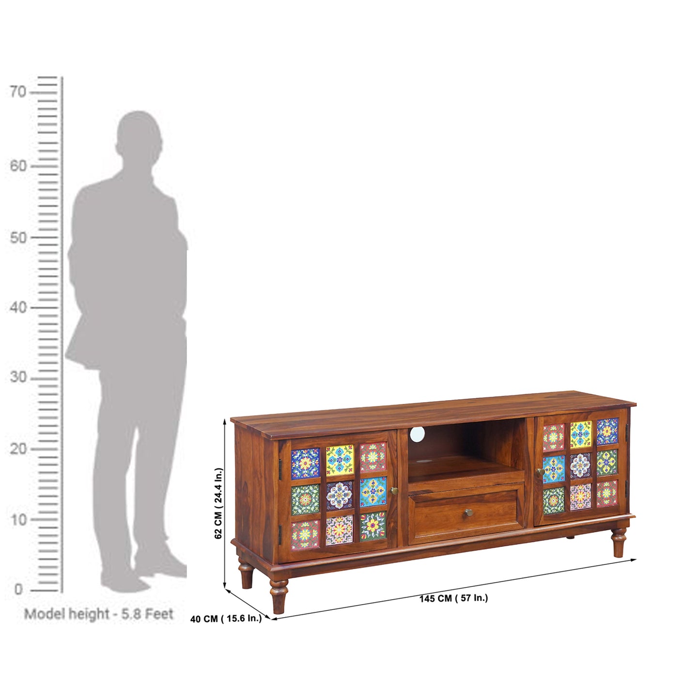 Amber Sheesham Wood TV Stand in Honey Finish