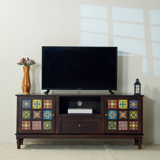 Amber Sheesham Wood TV Stand in Walnut Finish
