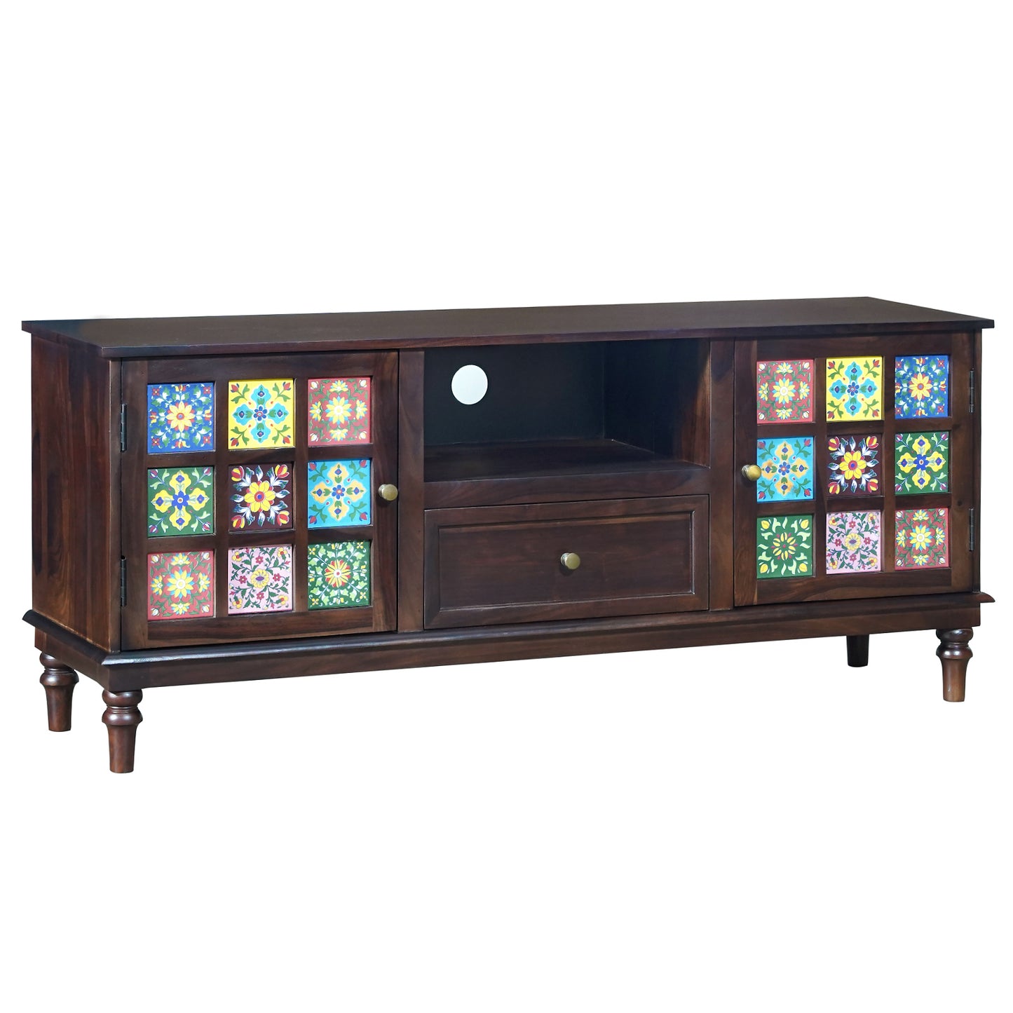 Amber Sheesham Wood TV Stand in Walnut Finish