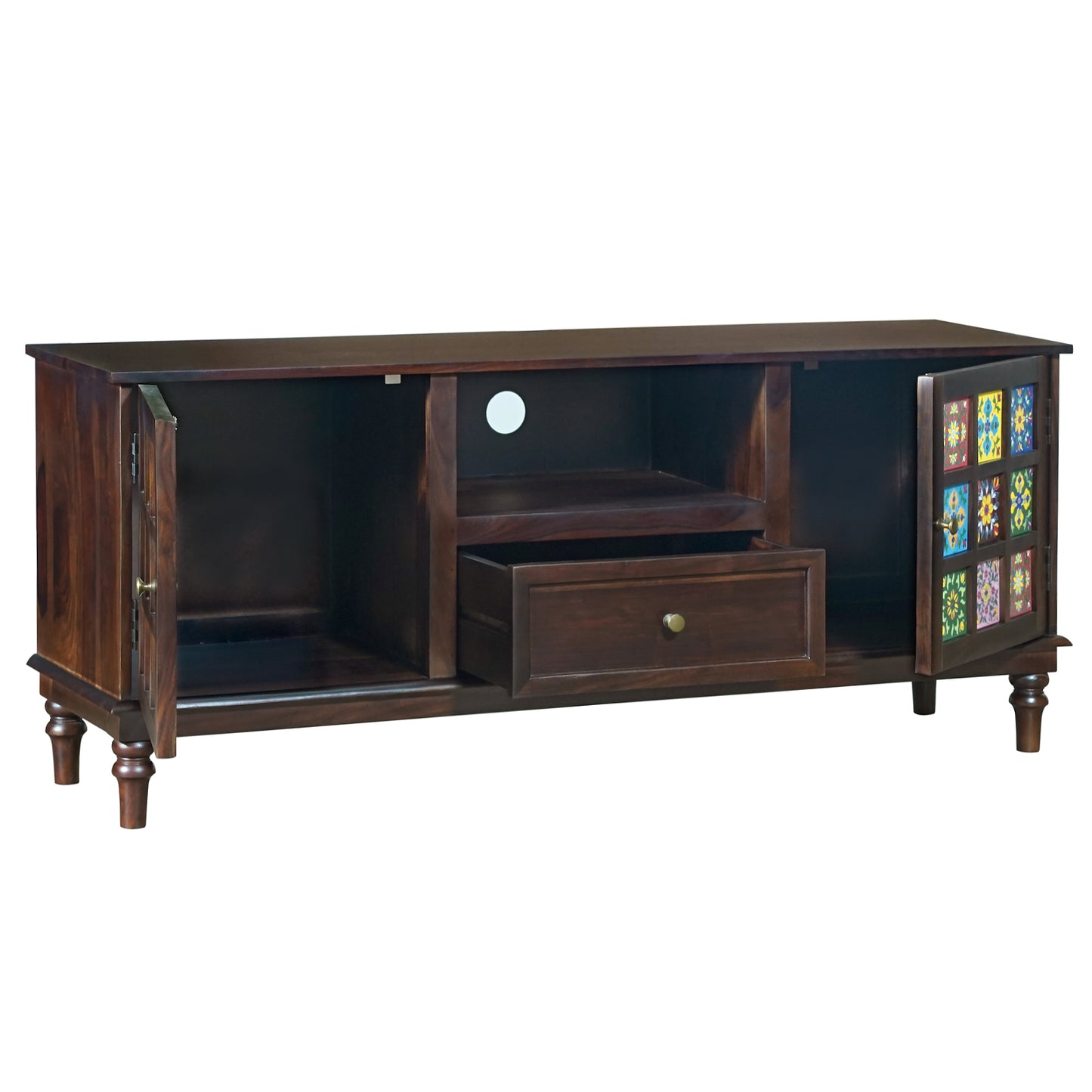 Amber Sheesham Wood TV Stand in Walnut Finish