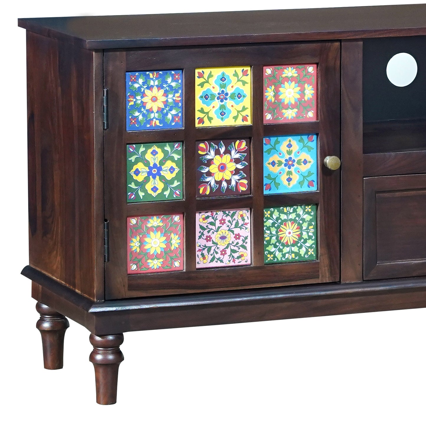 Amber Sheesham Wood TV Stand in Walnut Finish