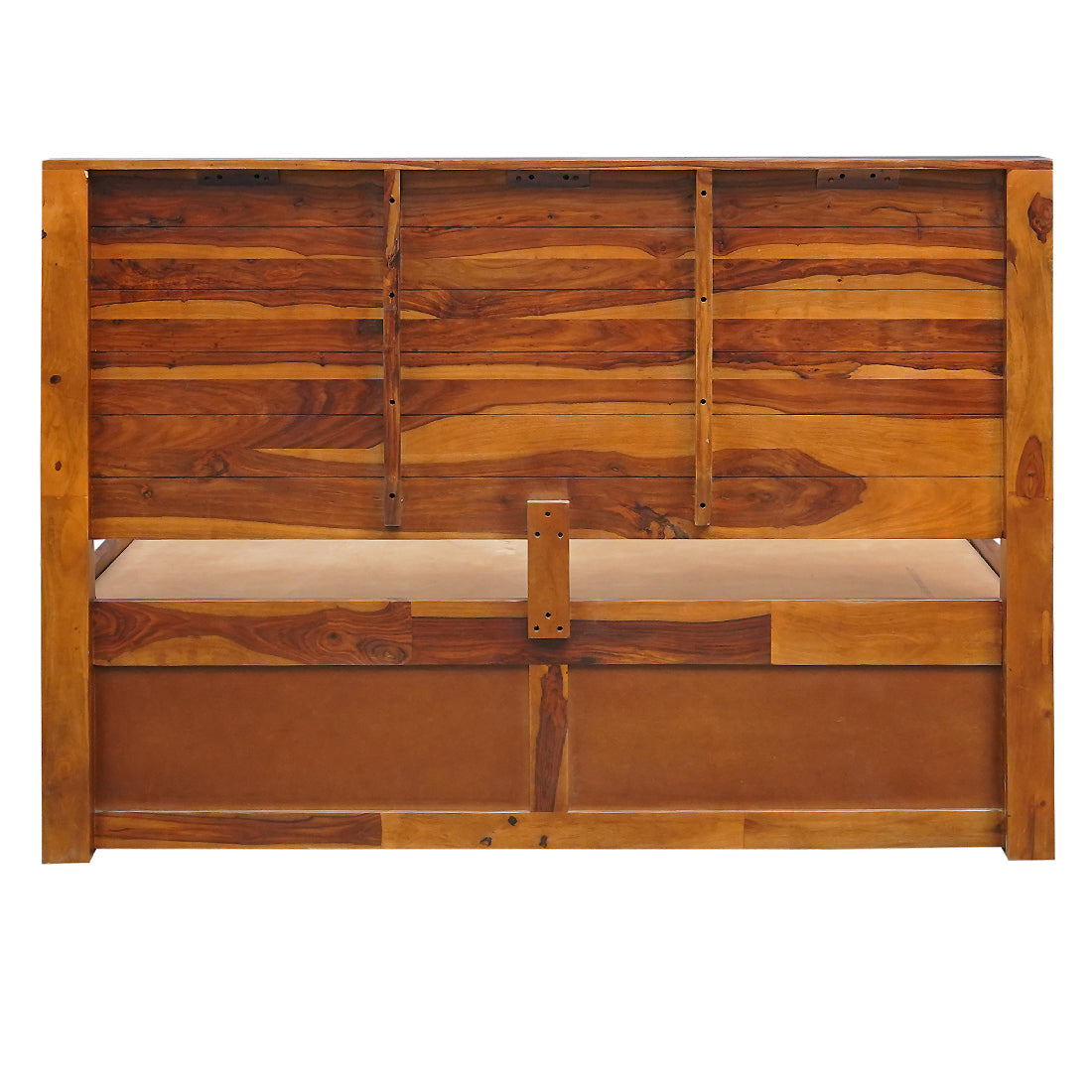 Bristol Sheesham Wood Queen Size Bed with Drawer Storage in Honey Finish