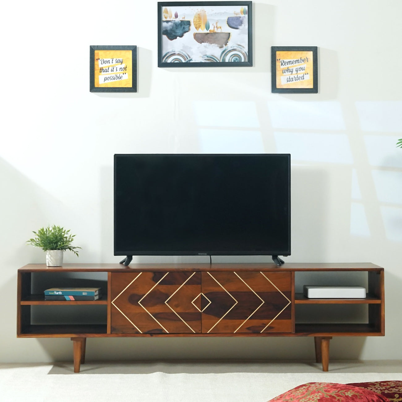 Bristol Sheesham Wood TV Stand in Honey Finish