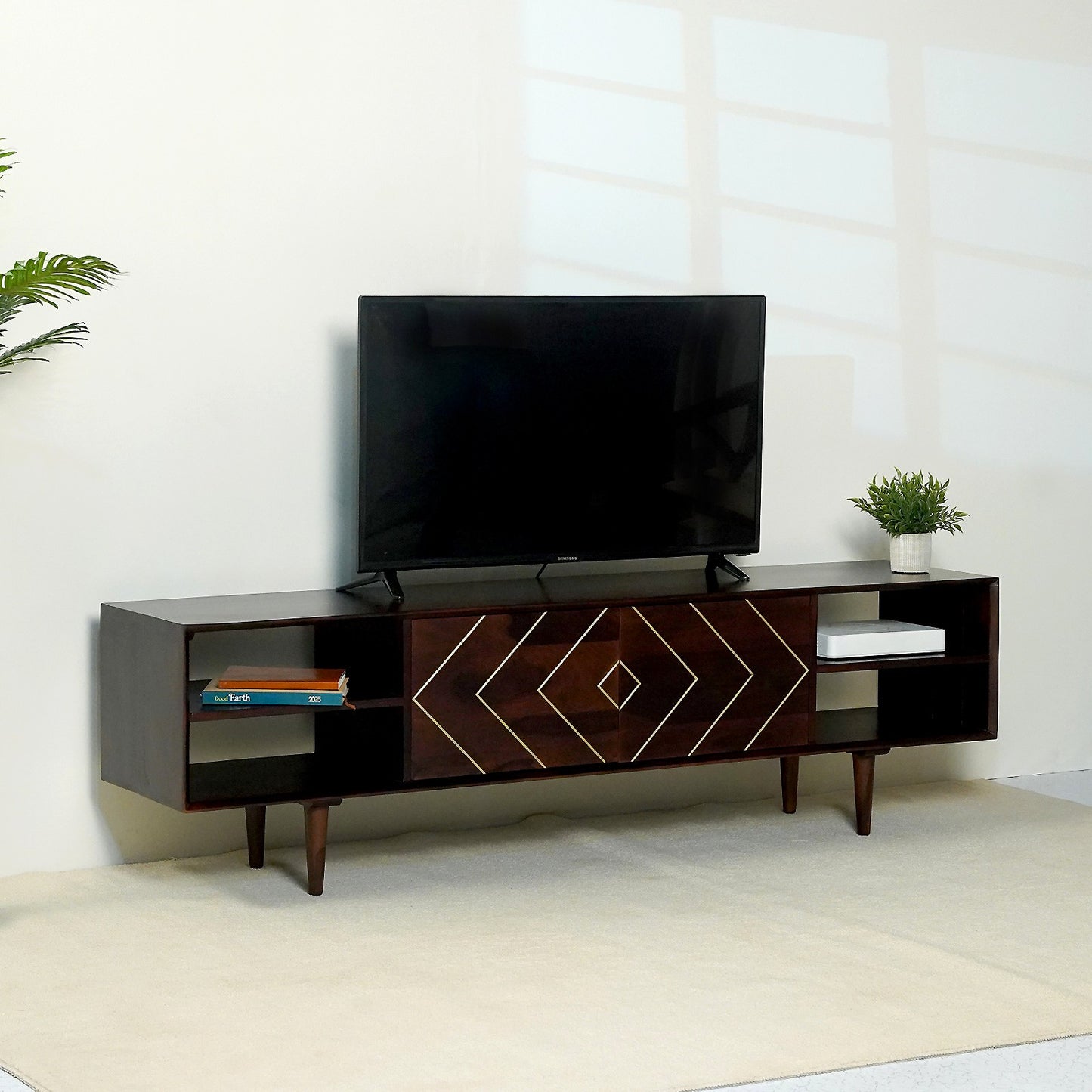 Bristol Sheesham Wood TV Stand in Walnut Finish