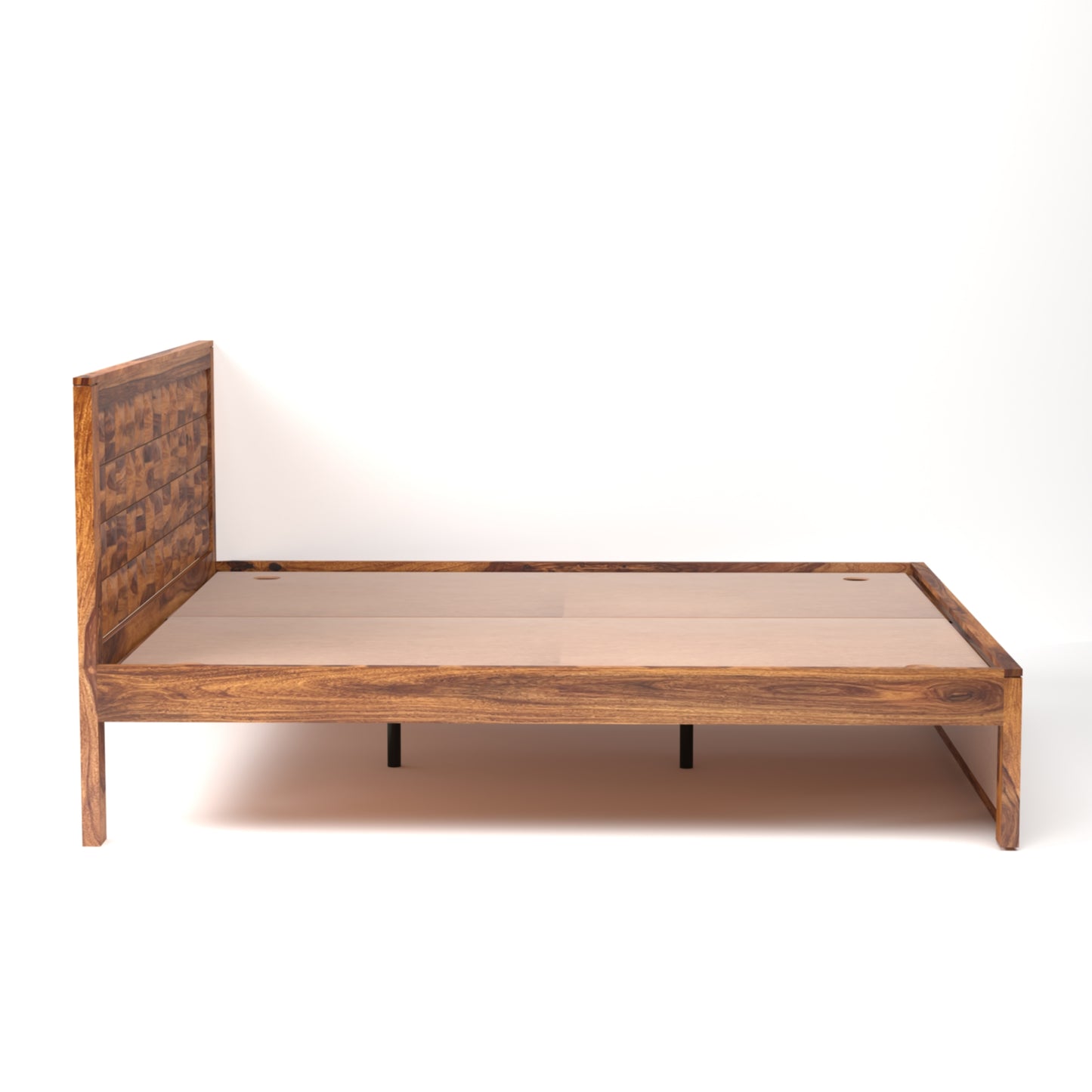 Diamond Sheesham Wood King Size Bed in Honey Finish