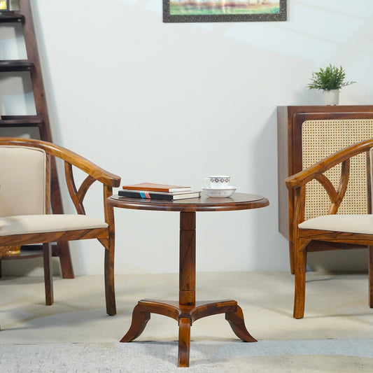 Emperor Sheesham Wood Round Stool in Honey Finish