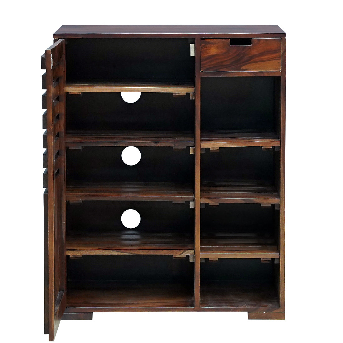Fulton Sheesham Wood Shoe Rack in Walnut Finish