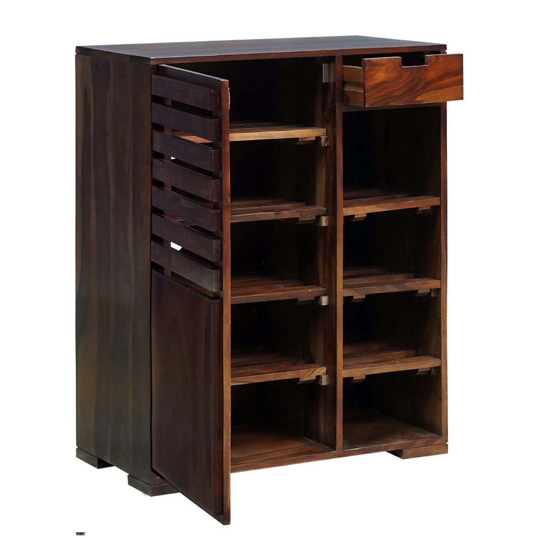 Fulton Sheesham Wood Shoe Rack in Walnut Finish