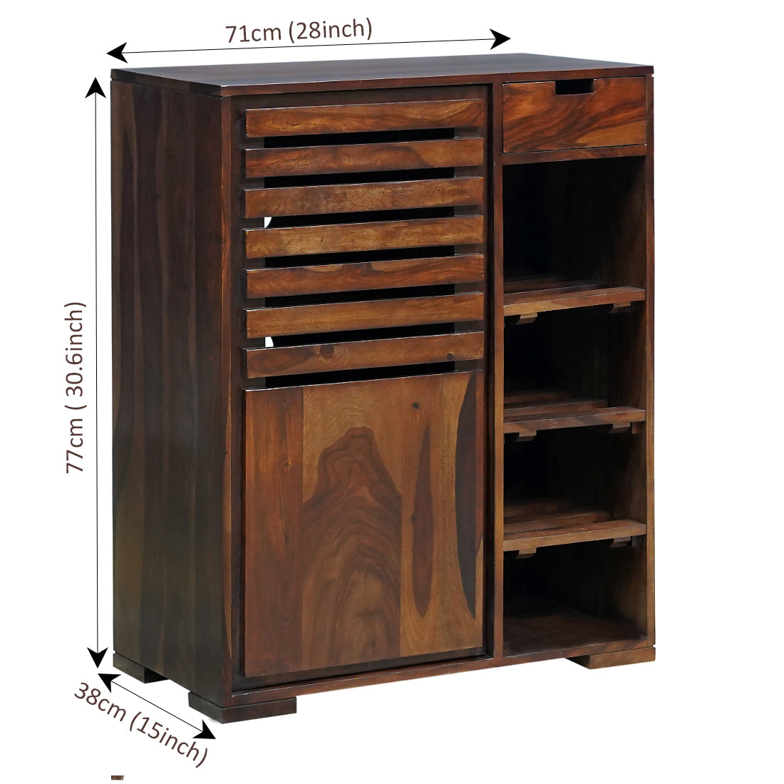 Fulton Sheesham Wood Shoe Rack in Walnut Finish