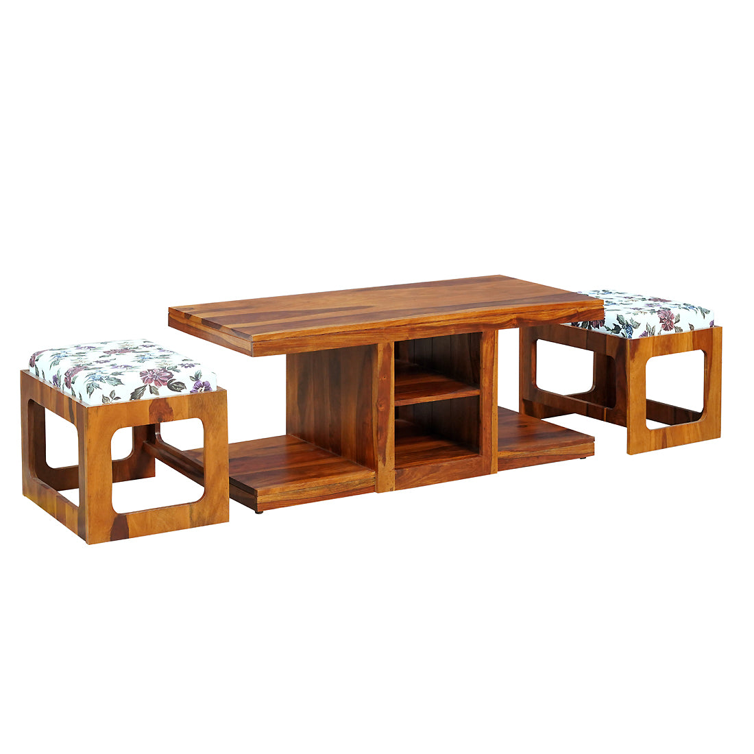 Halifax Sheesham Wood Coffee Table Set in Honey Finish