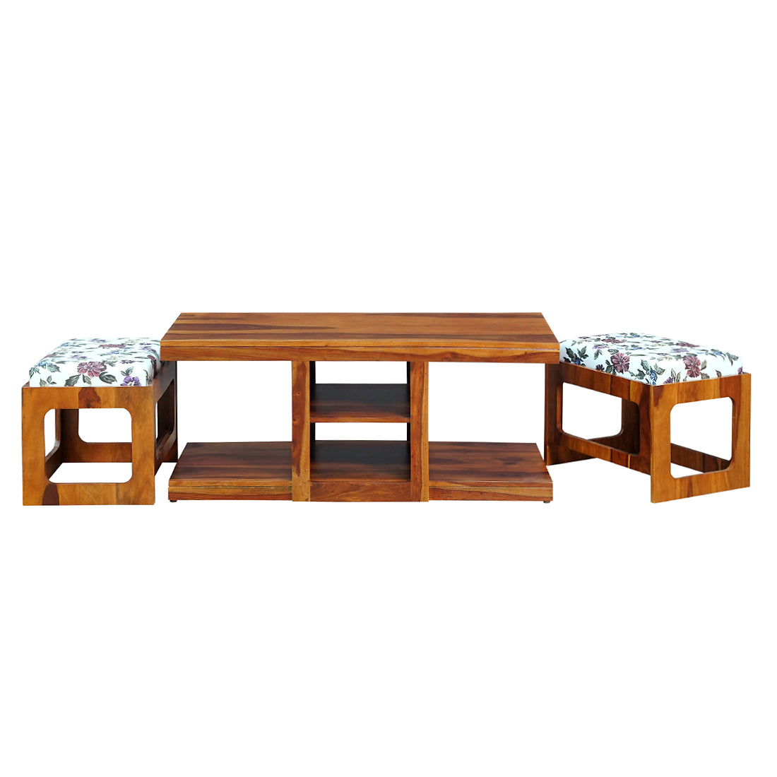 Halifax Sheesham Wood Coffee Table Set in Honey Finish
