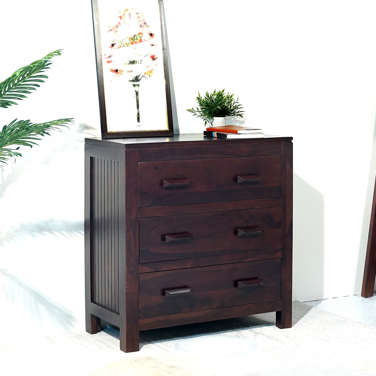 Harper Sheesham Wood Chest of Drawers in Walnut Finish