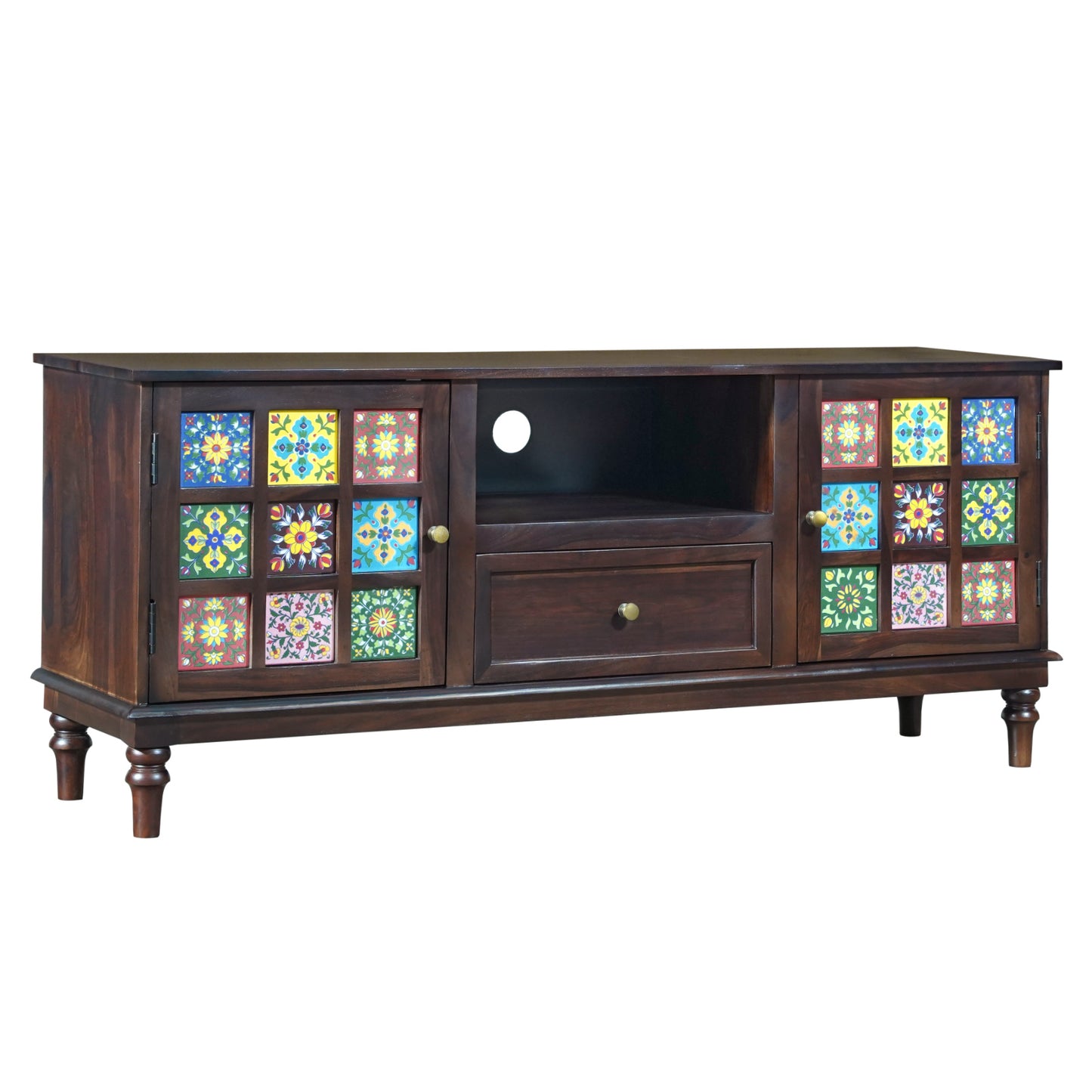 Amber Sheesham Wood TV Stand in Walnut Finish