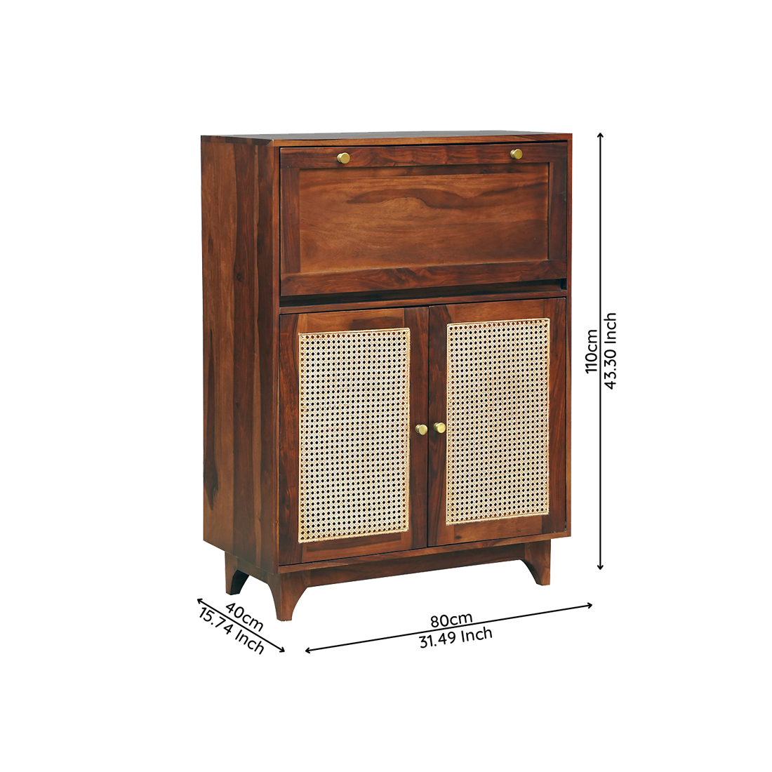 Madrid Sheesham Wood Bar Cabinet in Walnut Finish